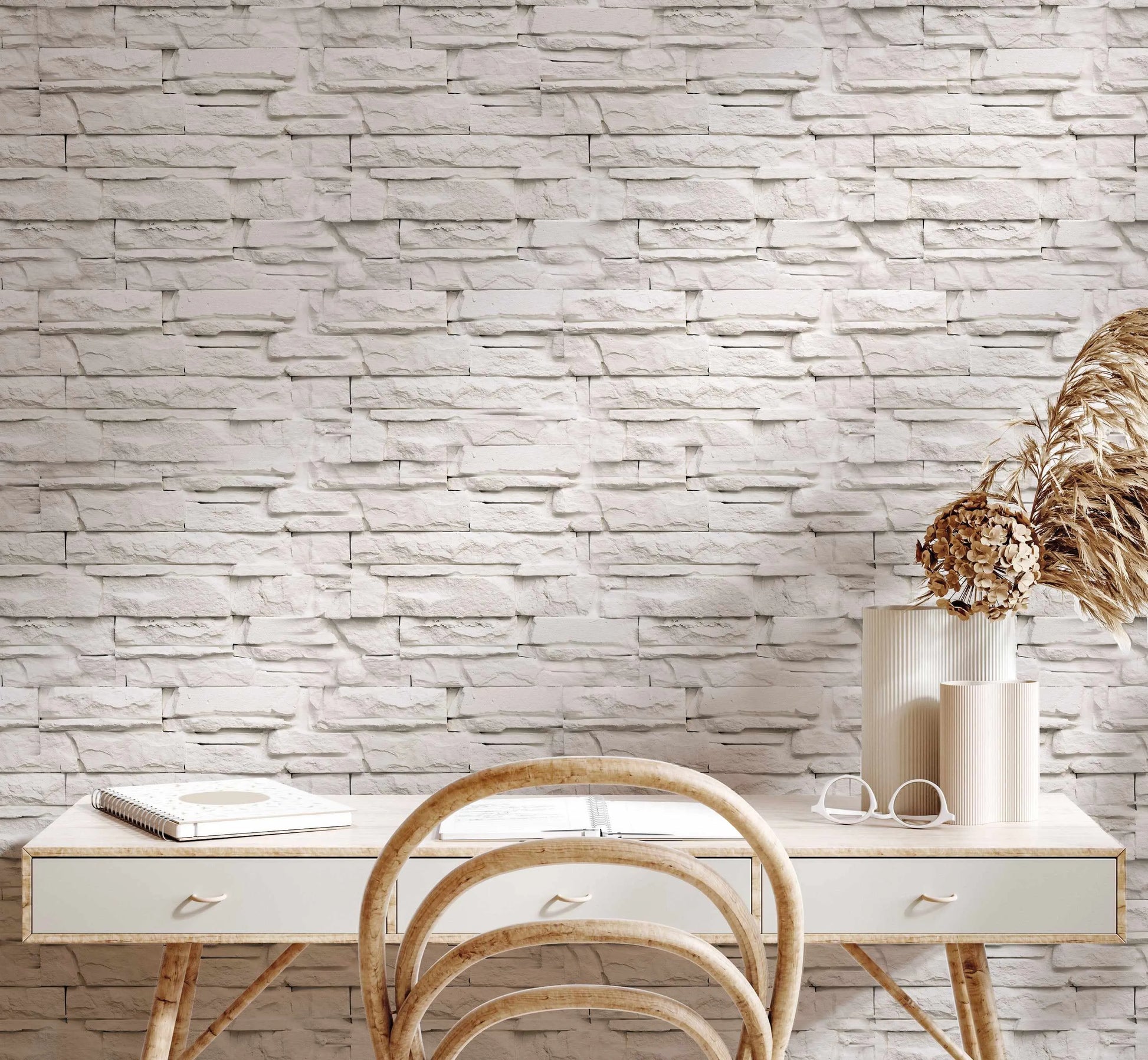 Cream Limestone Wallpaper from Olive et Oriel where you can shop wallpaper and artworks online
