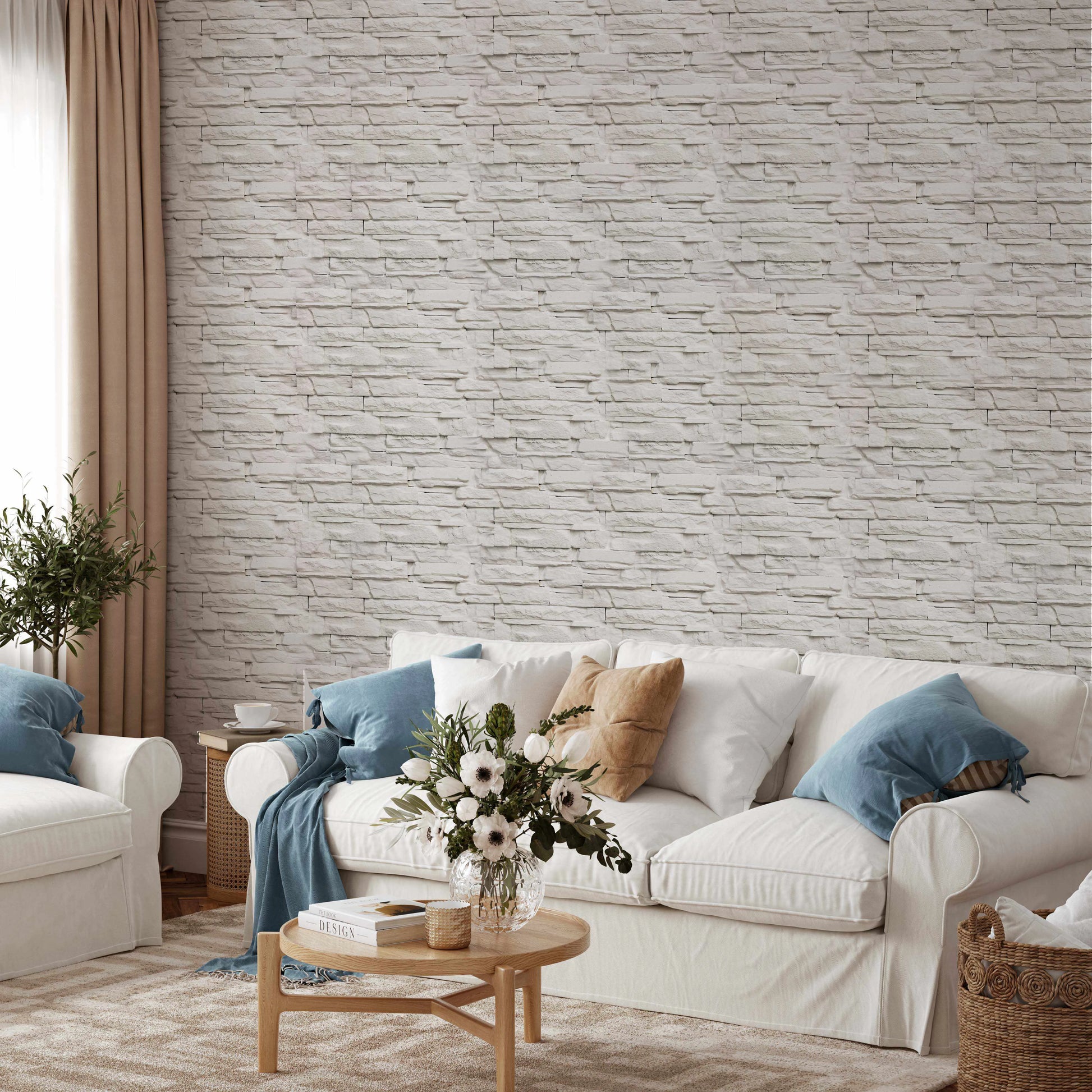 Cream Limestone Wallpaper from Olive et Oriel where you can shop wallpaper and artworks online
