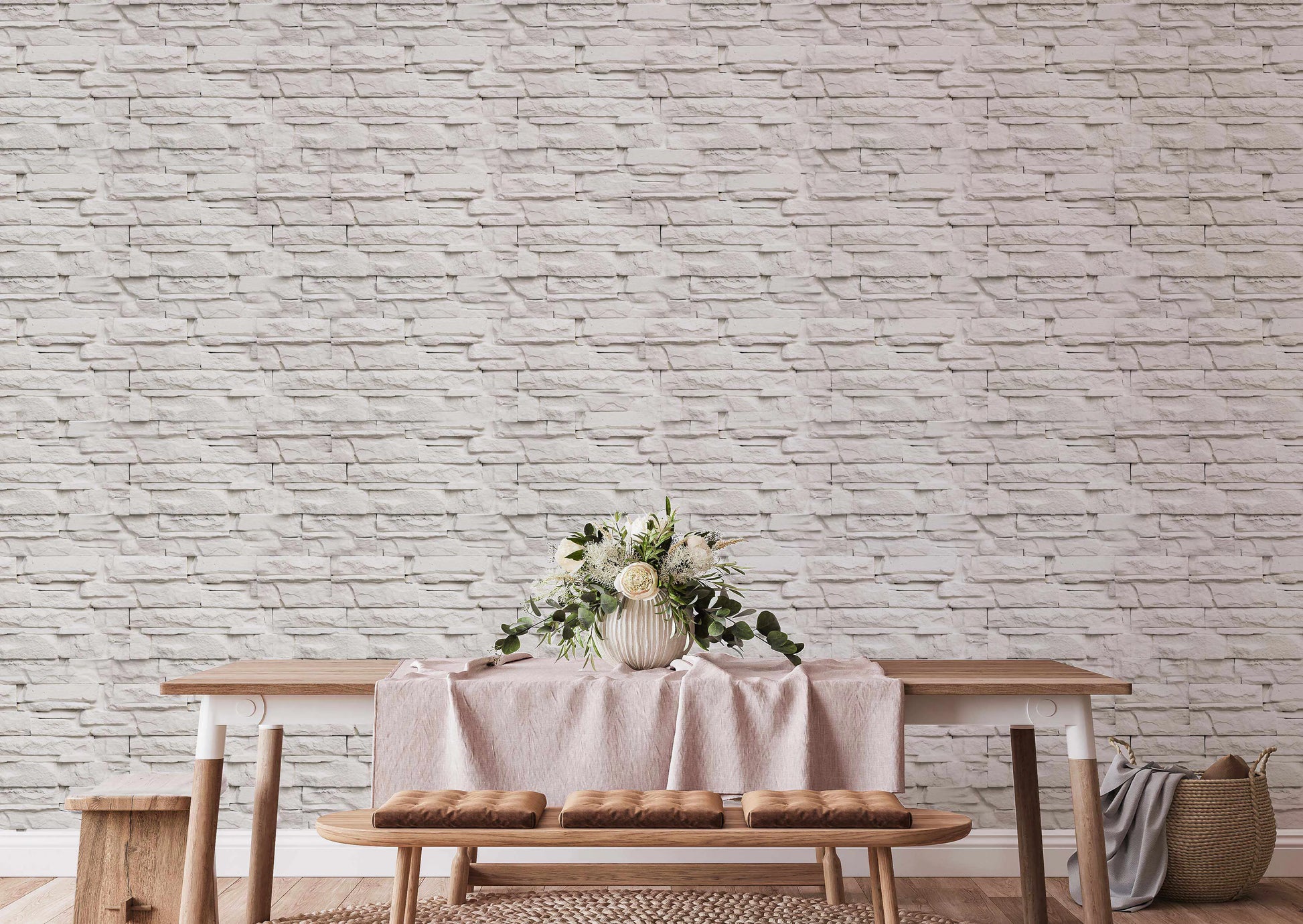 Cream Limestone Wallpaper from Olive et Oriel where you can shop wallpaper and artworks online