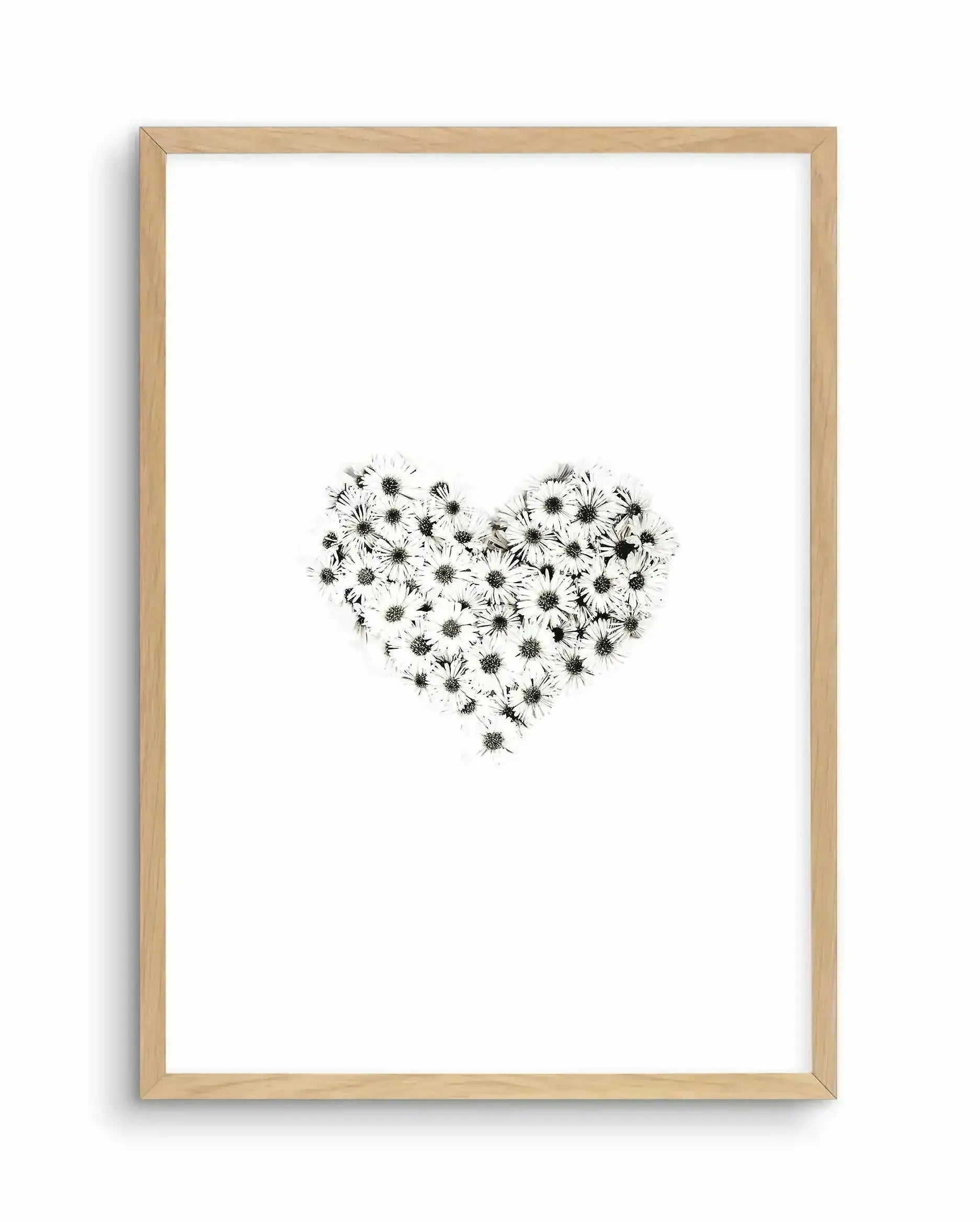 Daisy Heart Art Print-PRINT-Olive et Oriel-Olive et Oriel-A5 | 5.8" x 8.3" | 14.8 x 21cm-Oak-With White Border-Buy-Australian-Art-Prints-Online-with-Olive-et-Oriel-Your-Artwork-Specialists-Austrailia-Decorate-With-Coastal-Photo-Wall-Art-Prints-From-Our-Beach-House-Artwork-Collection-Fine-Poster-and-Framed-Artwork