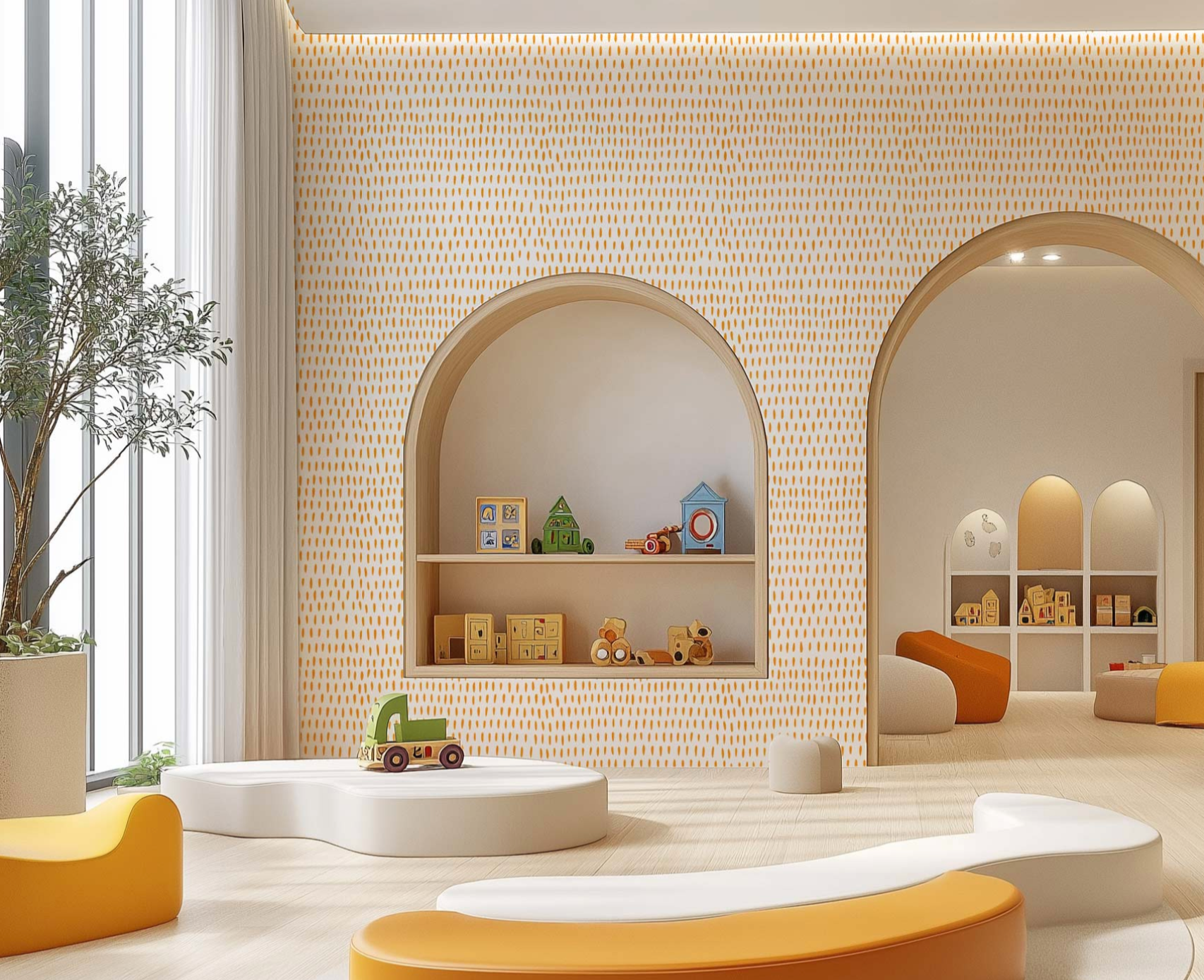 Daycare & Childcare Centre Commercial Grade Vinyl Wallpaper and Wallcoverings. Enhance the Interior Design of Early Learning Centres with Olive et Oriel vinyl wallpaper and wallcoverings.