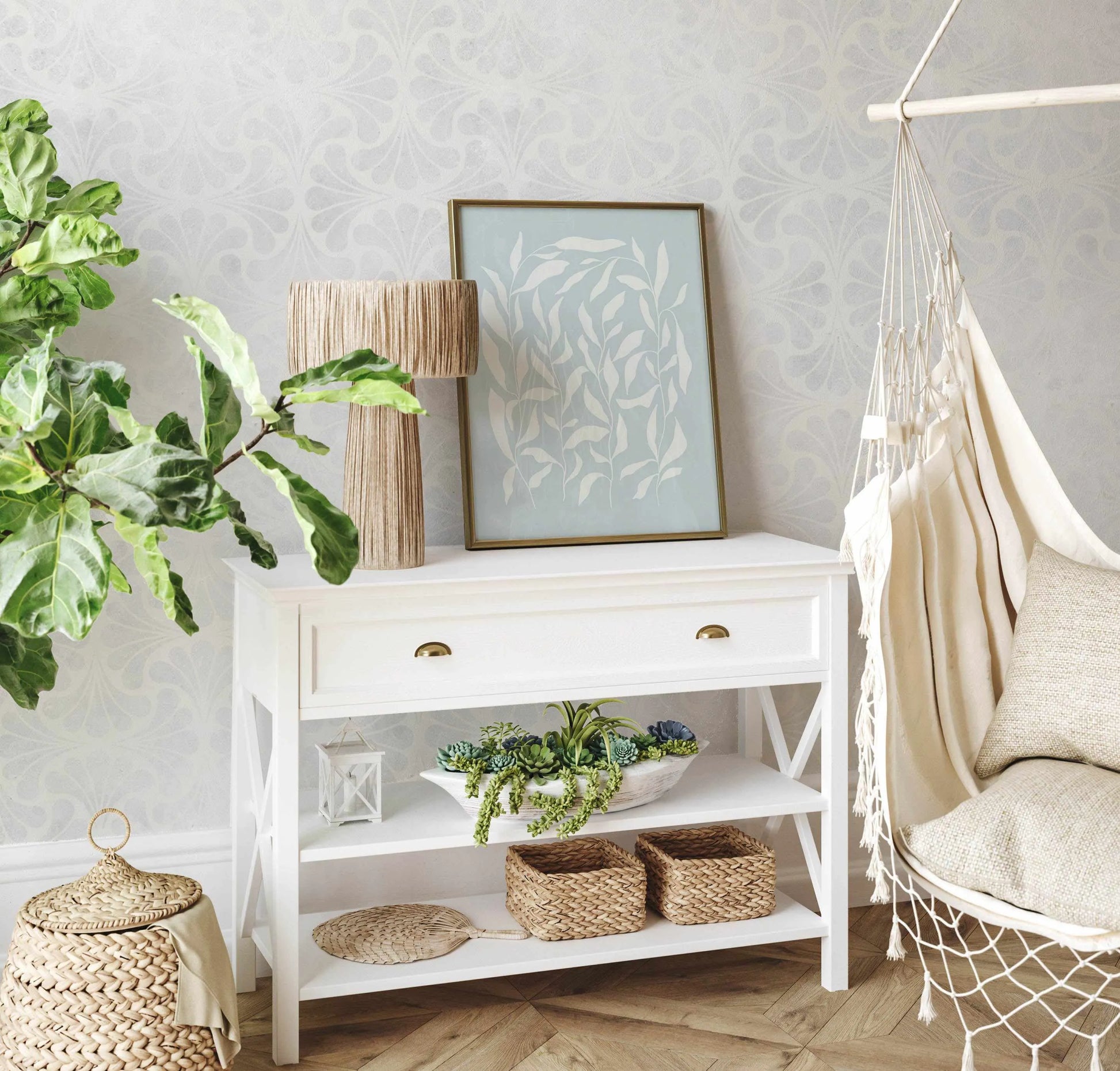 Deco Swirls Wallpaper from Olive et Oriel where you can shop wallpaper and artworks online