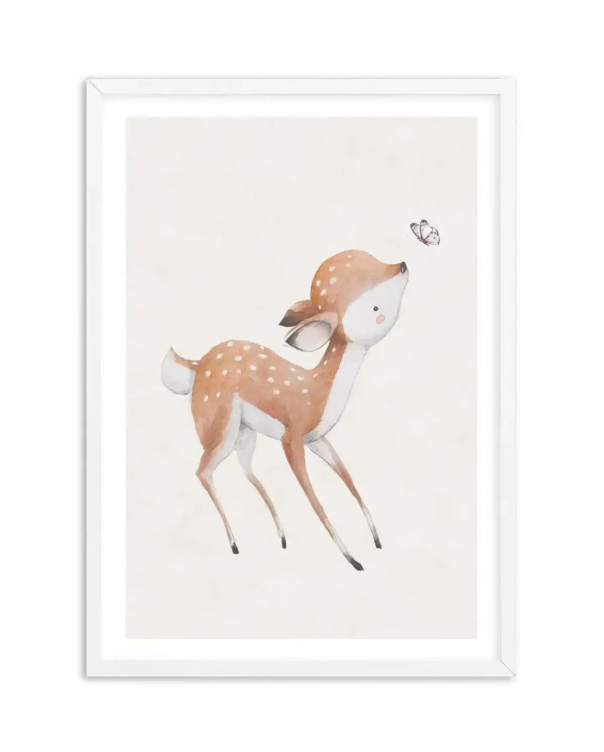 Deer & Butterfly Art Print-PRINT-Olive et Oriel-Olive et Oriel-A5 | 5.8" x 8.3" | 14.8 x 21cm-White-With White Border-Buy-Australian-Art-Prints-Online-with-Olive-et-Oriel-Your-Artwork-Specialists-Austrailia-Decorate-With-Coastal-Photo-Wall-Art-Prints-From-Our-Beach-House-Artwork-Collection-Fine-Poster-and-Framed-Artwork