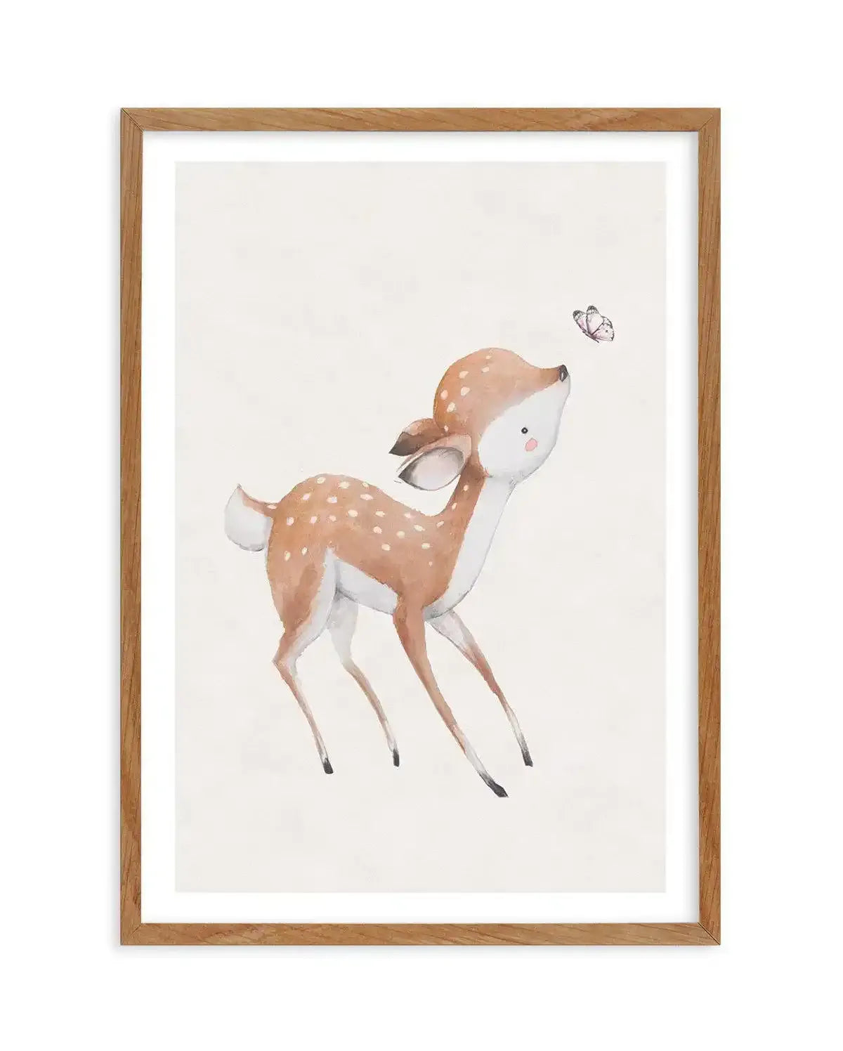 Deer & Butterfly Art Print-PRINT-Olive et Oriel-Olive et Oriel-50x70 cm | 19.6" x 27.5"-Walnut-With White Border-Buy-Australian-Art-Prints-Online-with-Olive-et-Oriel-Your-Artwork-Specialists-Austrailia-Decorate-With-Coastal-Photo-Wall-Art-Prints-From-Our-Beach-House-Artwork-Collection-Fine-Poster-and-Framed-Artwork