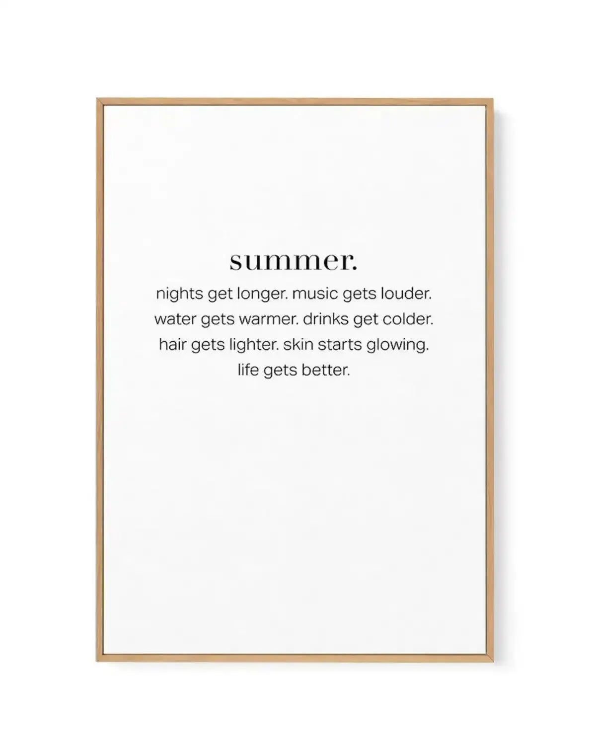 Definition Of Summer | Framed Canvas-CANVAS-You can shop wall art online with Olive et Oriel for everything from abstract art to fun kids wall art. Our beautiful modern art prints and canvas art are available from large canvas prints to wall art paintings and our proudly Australian artwork collection offers only the highest quality framed large wall art and canvas art Australia - You can buy fashion photography prints or Hampton print posters and paintings on canvas from Olive et Oriel and have 