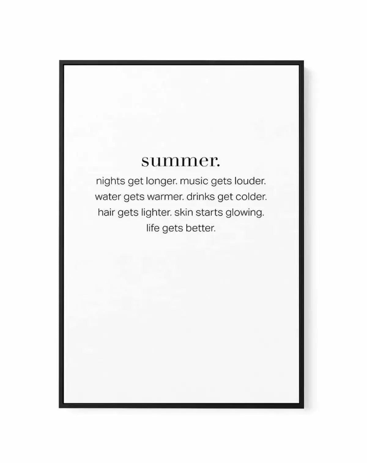 Definition Of Summer | Framed Canvas-CANVAS-You can shop wall art online with Olive et Oriel for everything from abstract art to fun kids wall art. Our beautiful modern art prints and canvas art are available from large canvas prints to wall art paintings and our proudly Australian artwork collection offers only the highest quality framed large wall art and canvas art Australia - You can buy fashion photography prints or Hampton print posters and paintings on canvas from Olive et Oriel and have 