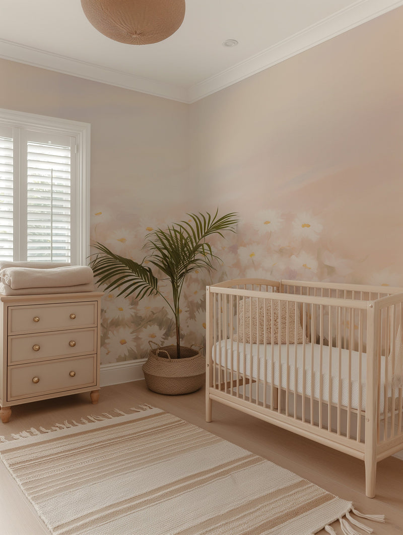 Delicate Daisy Wallpaper Mural from Olive et Oriel where you can shop wallpaper and artworks online