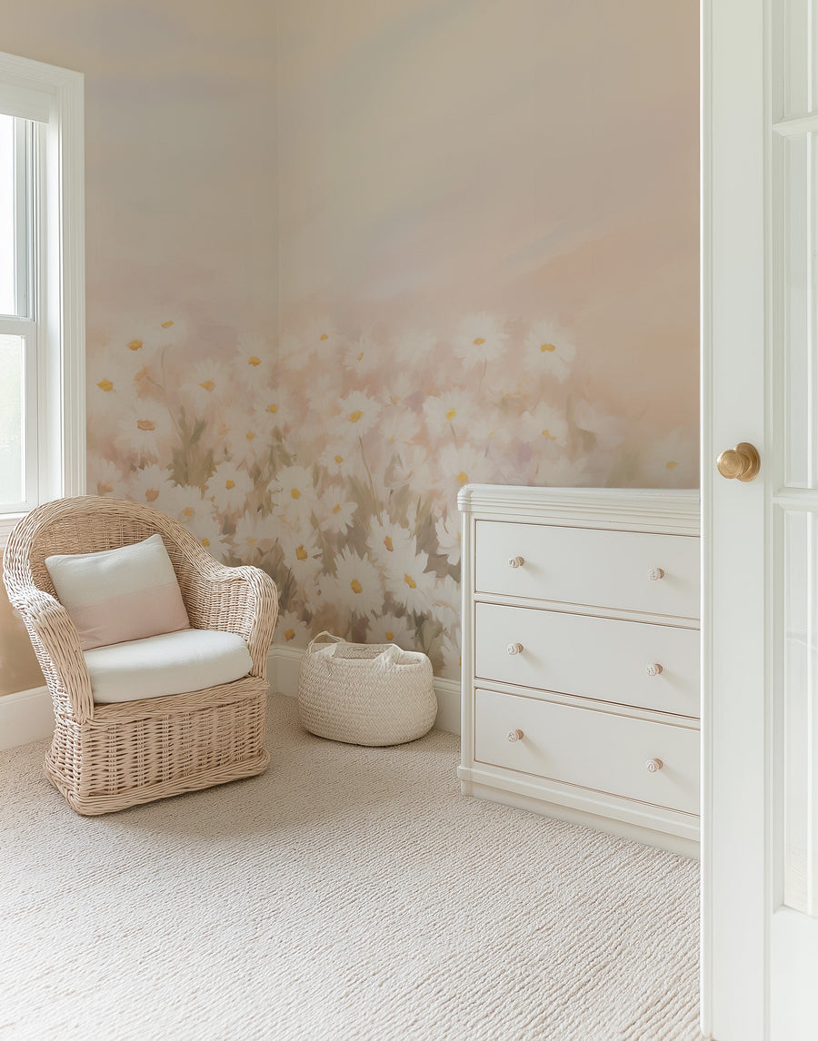 Delicate Daisy Wallpaper Mural from Olive et Oriel where you can shop wallpaper and artworks online