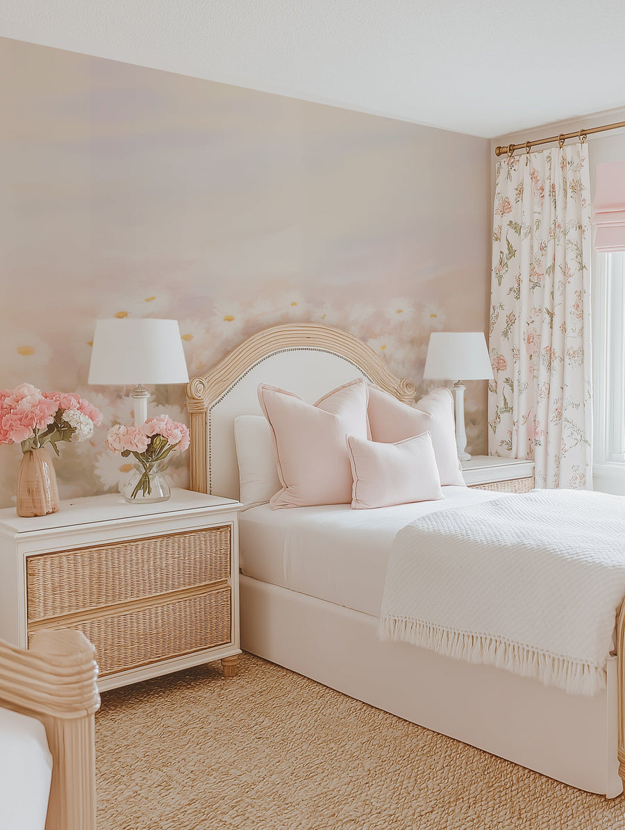 Delicate Daisy Wallpaper Mural from Olive et Oriel where you can shop wallpaper and artworks online