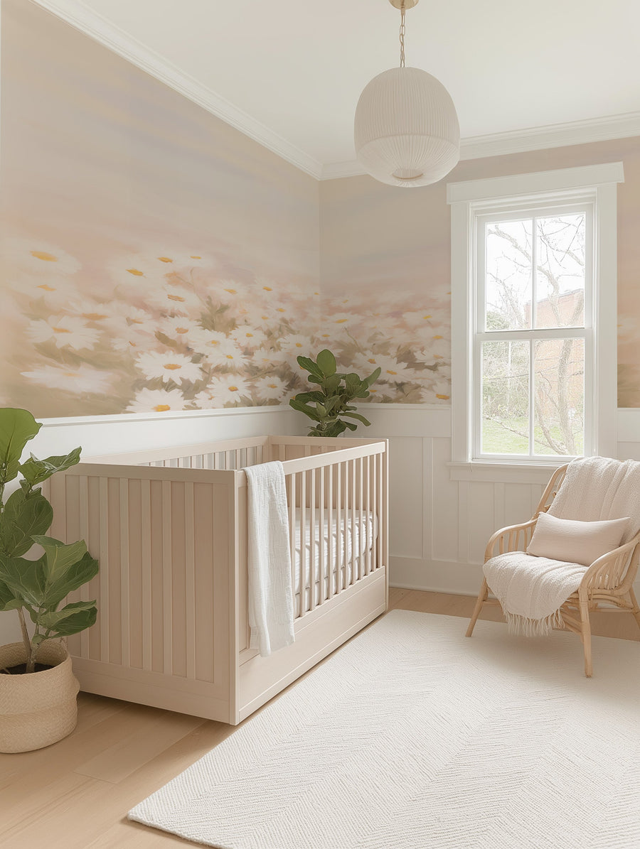 Delicate Daisy Wallpaper Mural from Olive et Oriel where you can shop wallpaper and artworks online