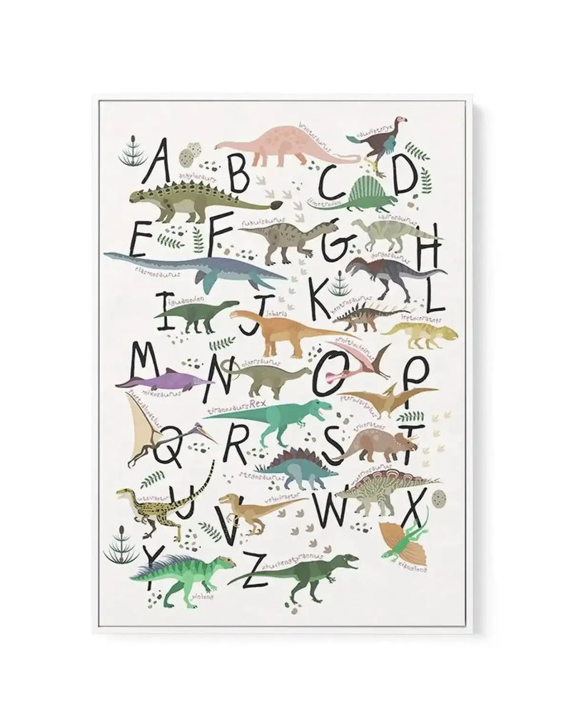 Dinosaur Alphabet | Framed Canvas-CANVAS-You can shop wall art online with Olive et Oriel for everything from abstract art to fun kids wall art. Our beautiful modern art prints and canvas art are available from large canvas prints to wall art paintings and our proudly Australian artwork collection offers only the highest quality framed large wall art and canvas art Australia - You can buy fashion photography prints or Hampton print posters and paintings on canvas from Olive et Oriel and have the
