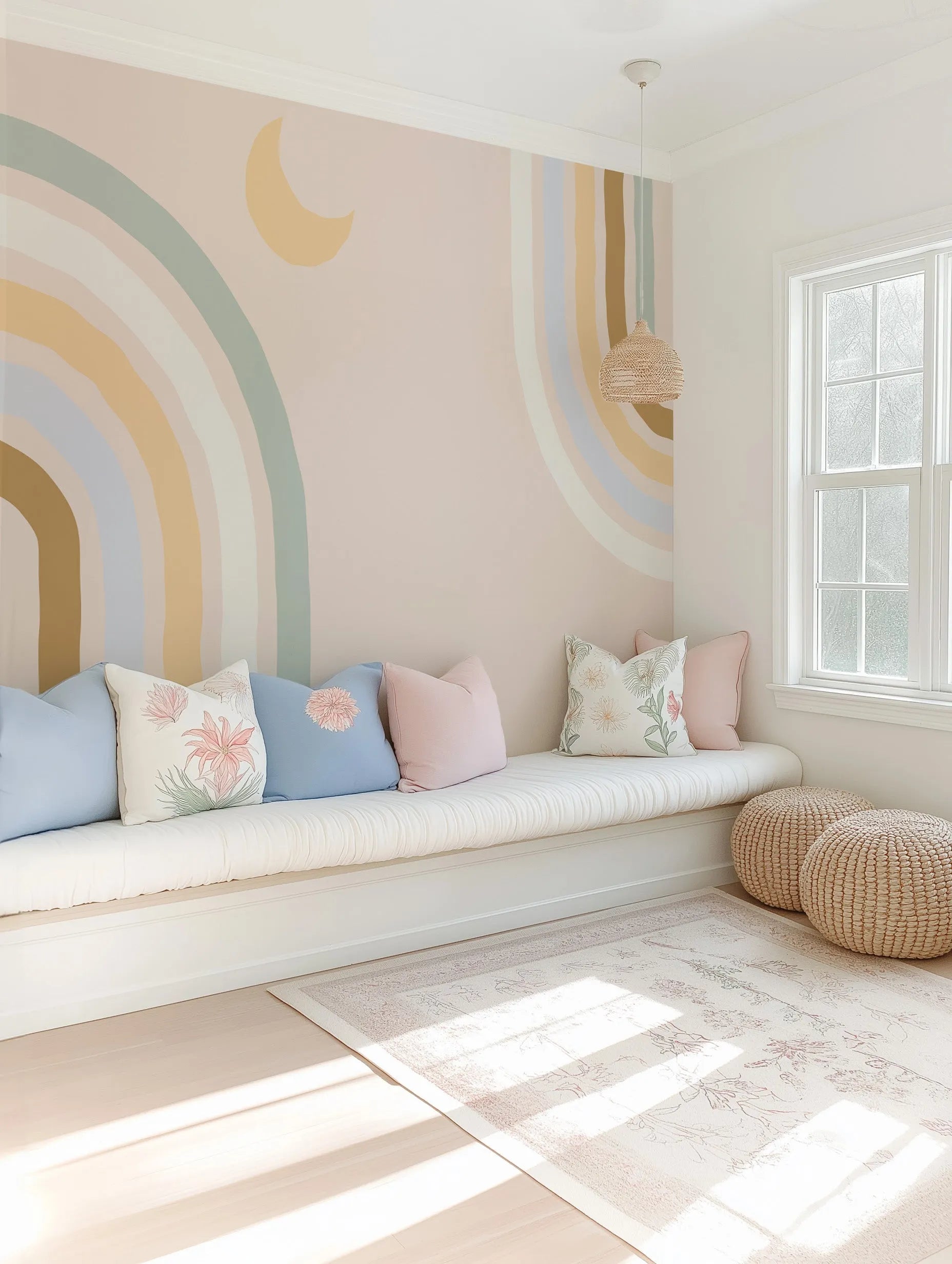 Double Rainbow Wallpaper Mural from Olive et Oriel where you can shop wallpaper and artworks online