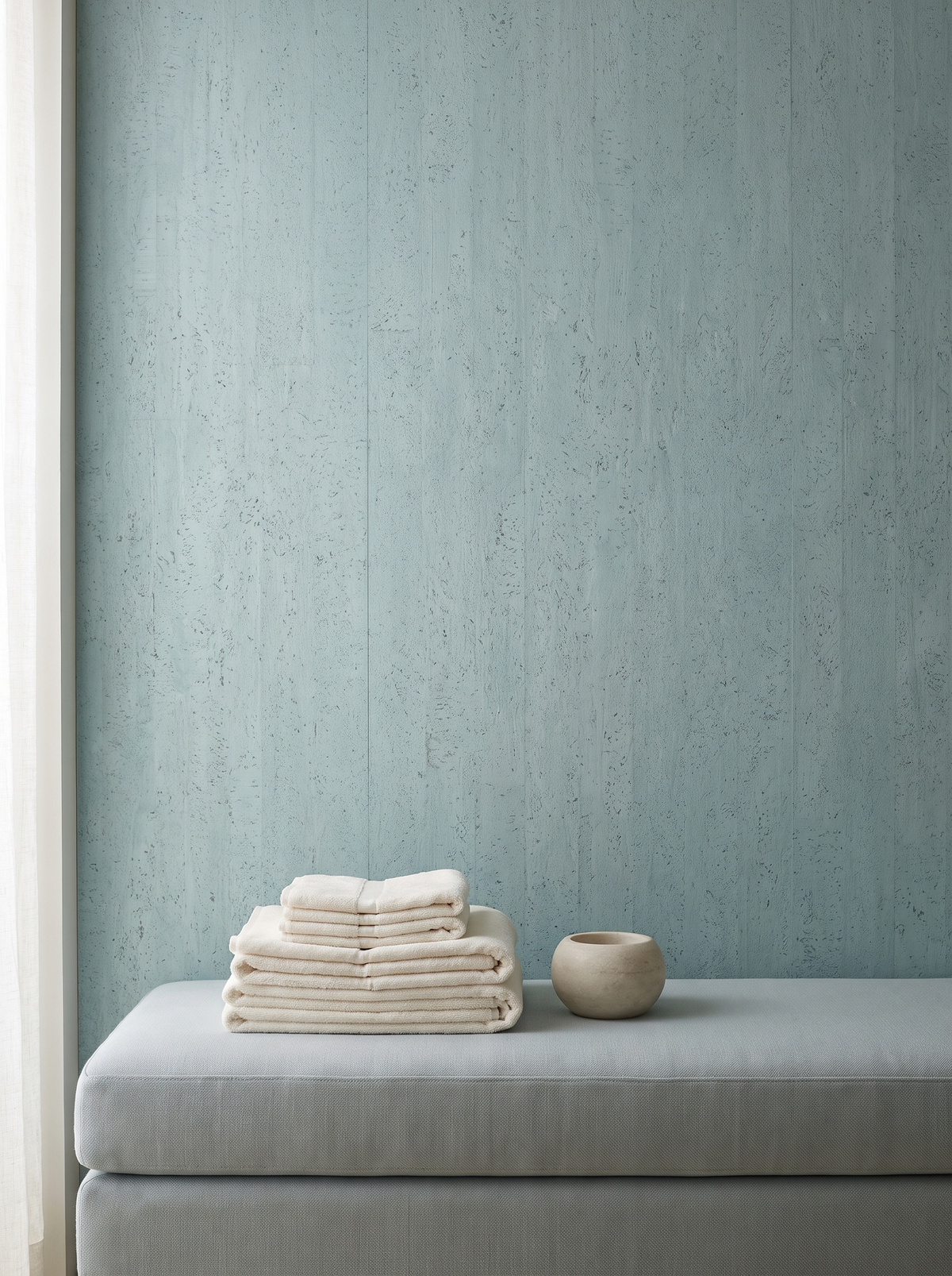 duck egg blue cork wallpaper spa wallcovering