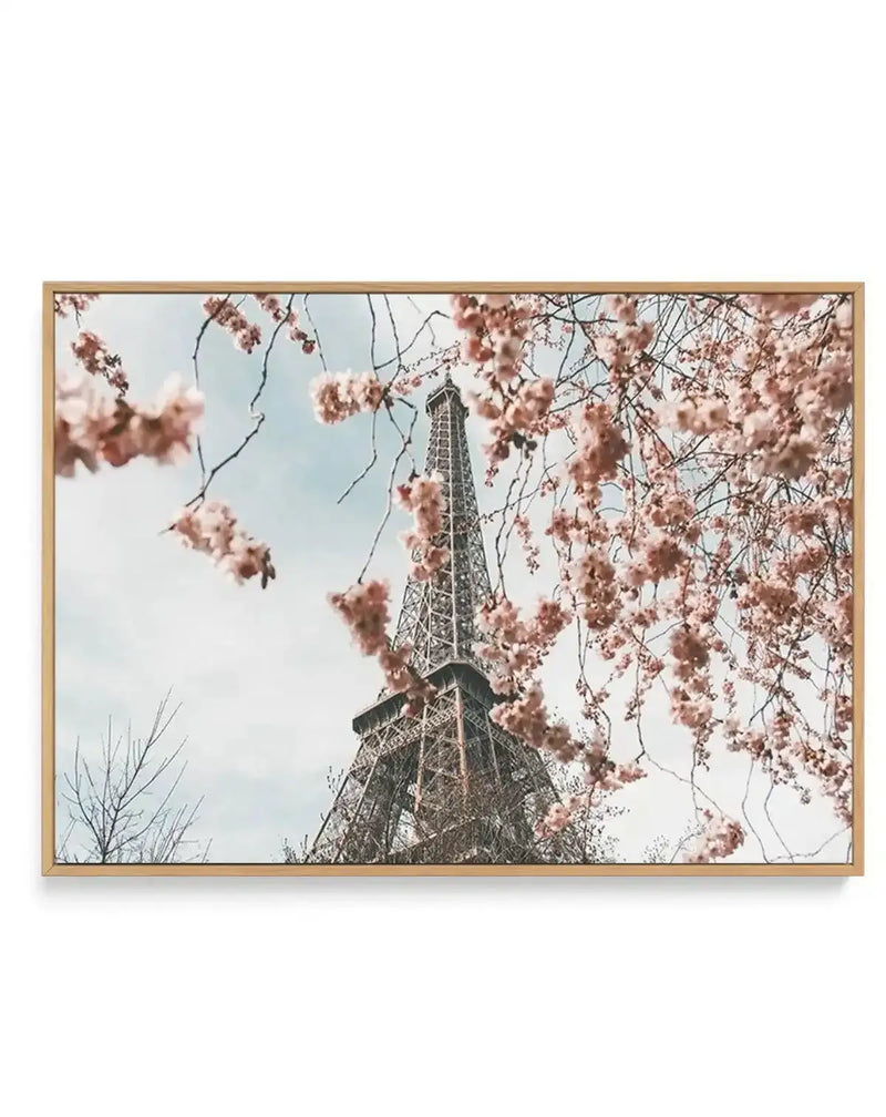 Eiffel Tower | Spring | Framed Canvas Art Print blue art print