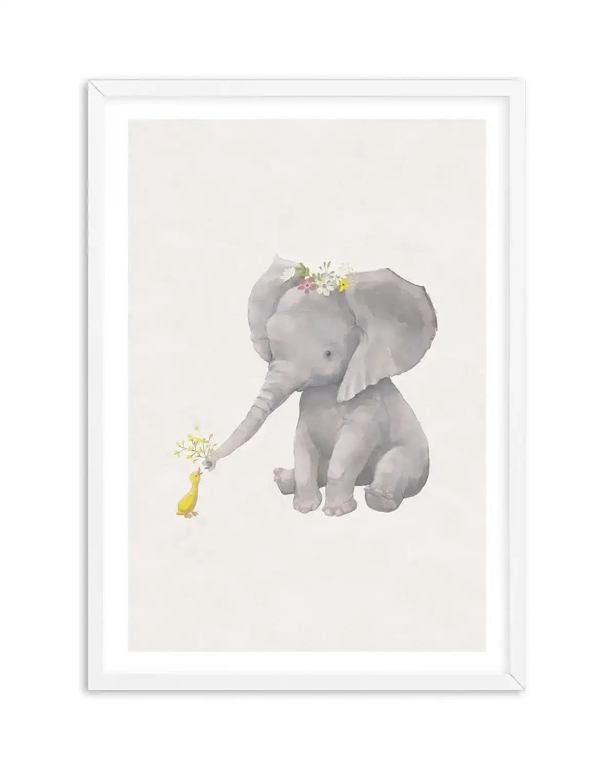 Elephant & Duck Art Print-PRINT-Olive et Oriel-Olive et Oriel-A5 | 5.8" x 8.3" | 14.8 x 21cm-White-With White Border-Buy-Australian-Art-Prints-Online-with-Olive-et-Oriel-Your-Artwork-Specialists-Austrailia-Decorate-With-Coastal-Photo-Wall-Art-Prints-From-Our-Beach-House-Artwork-Collection-Fine-Poster-and-Framed-Artwork