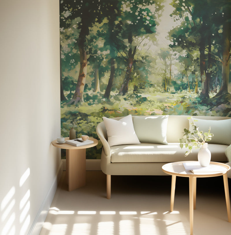 Ethereal Woodland Wallpaper Mural from Olive et Oriel where you can shop wallpaper and artworks online