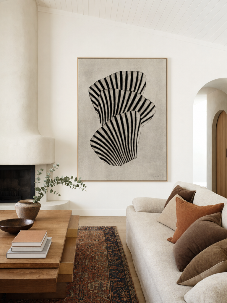 Sea Shells 01 by Julita Elbe styled in an Australian coastal home, extra large statement size