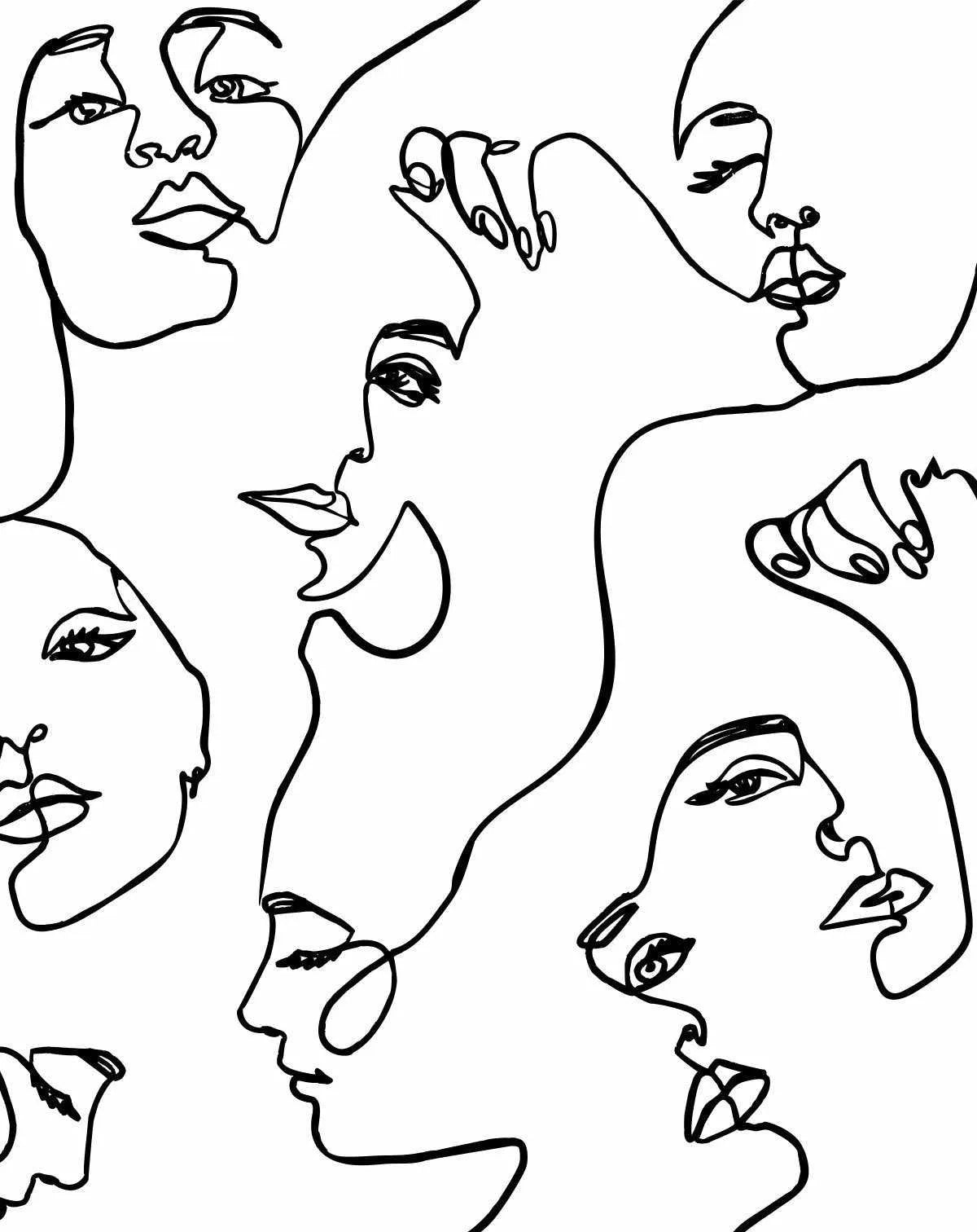 Faces Wallpaper-Wallpaper-Buy-Australian-Removable-Wallpaper-Now-In-Black-&-White-Wallpaper-Peel-And-Stick-Wallpaper-Online-At-Olive-et-Oriel-Custom-Made-Wallpapers-Wall-Papers-Decorate-Your-Bedroom-Living-Room-Kids-Room-or-Commercial-Interior