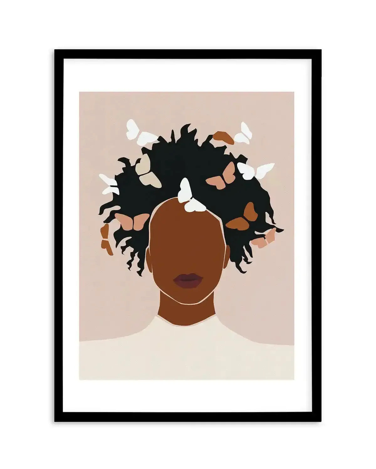 Femme Aux Papillons Art Print-PRINT-Olive et Oriel-Olive et Oriel-A5 | 5.8" x 8.3" | 14.8 x 21cm-Black-With White Border-Buy-Australian-Art-Prints-Online-with-Olive-et-Oriel-Your-Artwork-Specialists-Austrailia-Decorate-With-Coastal-Photo-Wall-Art-Prints-From-Our-Beach-House-Artwork-Collection-Fine-Poster-and-Framed-Artwork