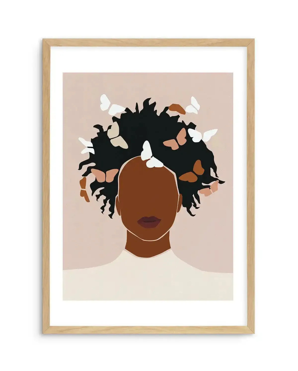 Femme Aux Papillons Art Print-PRINT-Olive et Oriel-Olive et Oriel-A5 | 5.8" x 8.3" | 14.8 x 21cm-Oak-With White Border-Buy-Australian-Art-Prints-Online-with-Olive-et-Oriel-Your-Artwork-Specialists-Austrailia-Decorate-With-Coastal-Photo-Wall-Art-Prints-From-Our-Beach-House-Artwork-Collection-Fine-Poster-and-Framed-Artwork