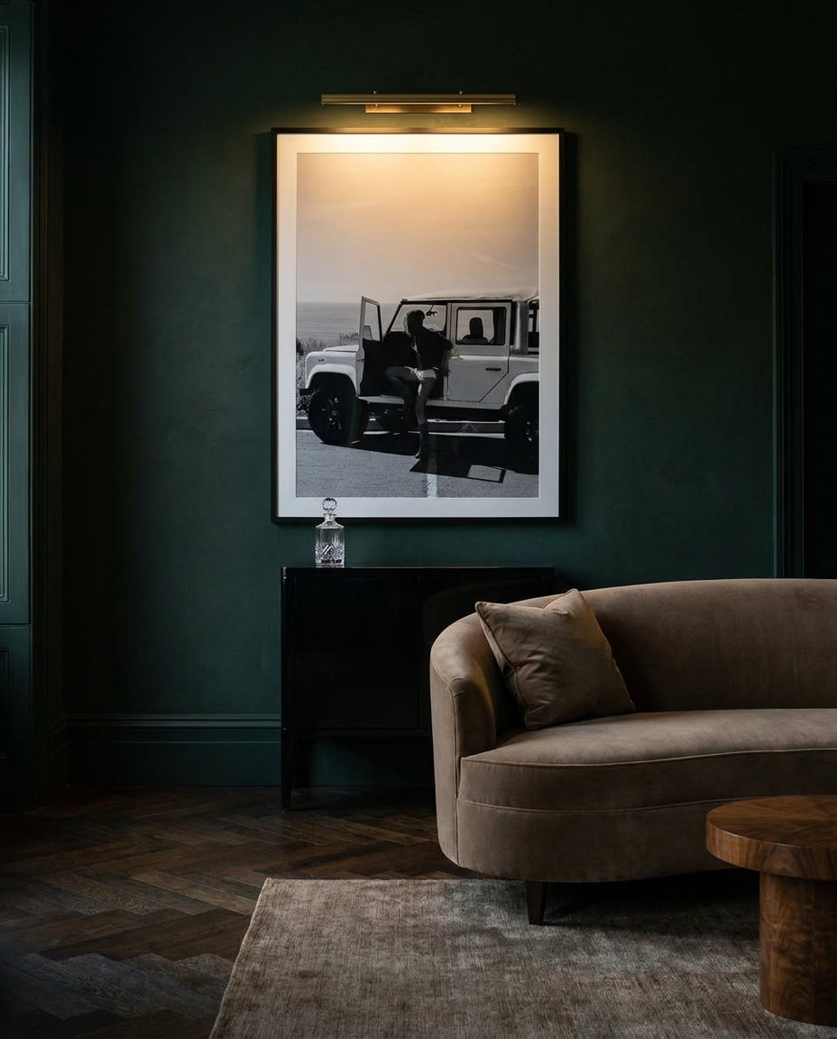 Cali Cowgirl by Carson Grzegorczyk fine art photography framed art print in a solid timber frame with black finish and white mat styled extra large in an architecturally designed luxury home at Olive et Oriel