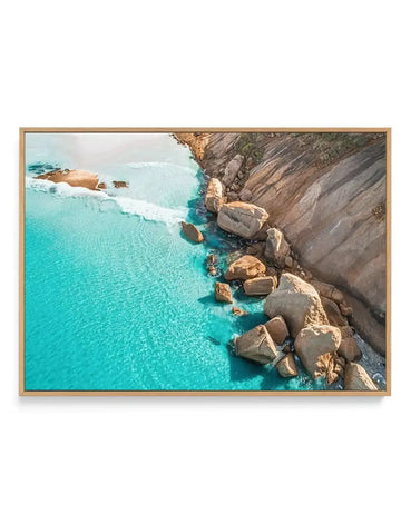Firsties View Esperance | Aerial Photo Wall Framed Canvas Art Print aqua brown coastal art print