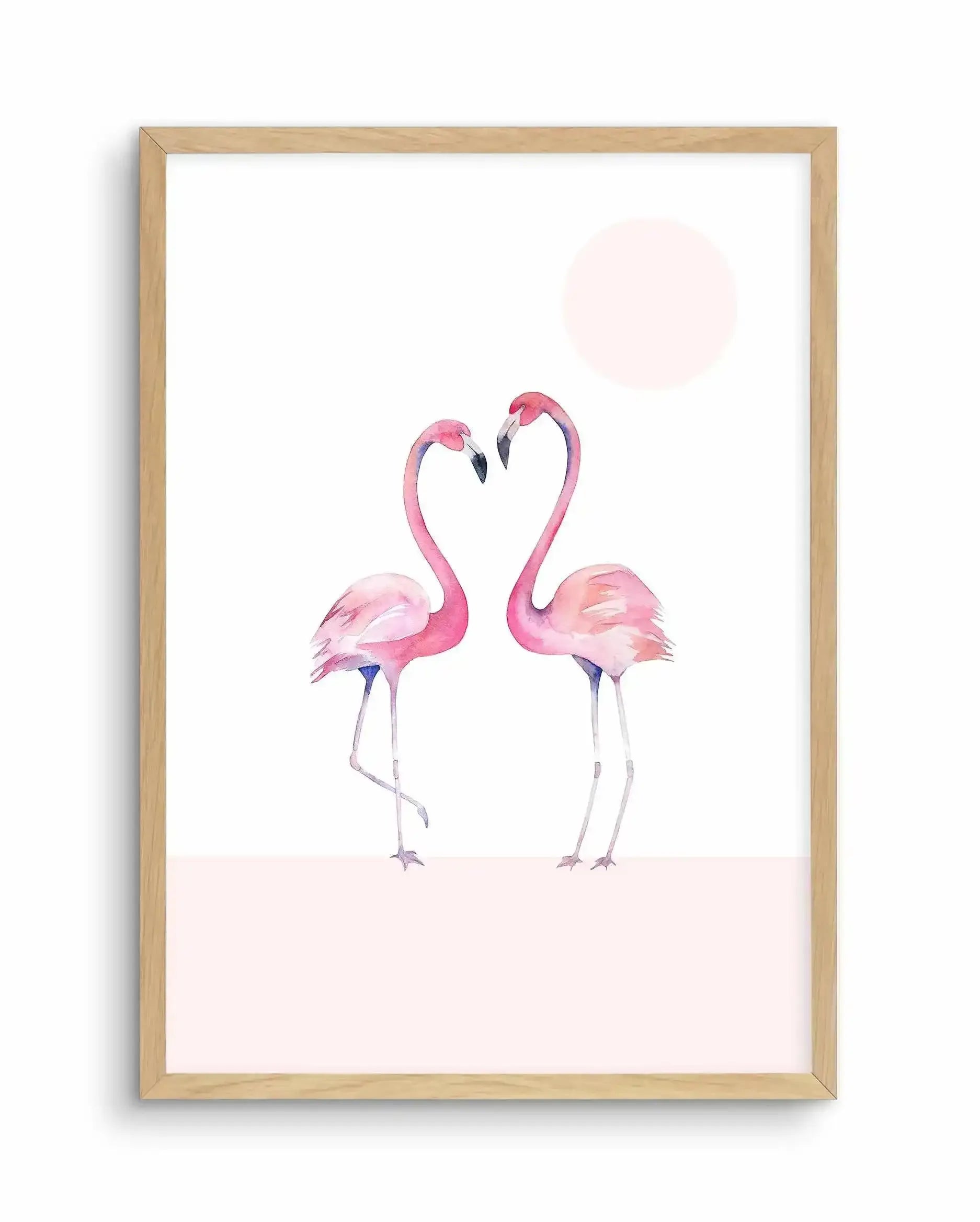 Flamingo I Art Print-PRINT-Olive et Oriel-Olive et Oriel-A5 | 5.8" x 8.3" | 14.8 x 21cm-Oak-With White Border-Buy-Australian-Art-Prints-Online-with-Olive-et-Oriel-Your-Artwork-Specialists-Austrailia-Decorate-With-Coastal-Photo-Wall-Art-Prints-From-Our-Beach-House-Artwork-Collection-Fine-Poster-and-Framed-Artwork