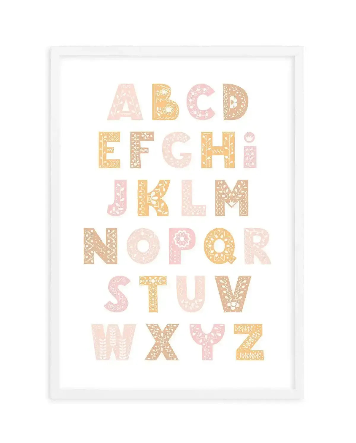 Fleur Alphabet | Blush Art Print-PRINT-Olive et Oriel-Olive et Oriel-A5 | 5.8" x 8.3" | 14.8 x 21cm-White-With White Border-Buy-Australian-Art-Prints-Online-with-Olive-et-Oriel-Your-Artwork-Specialists-Austrailia-Decorate-With-Coastal-Photo-Wall-Art-Prints-From-Our-Beach-House-Artwork-Collection-Fine-Poster-and-Framed-Artwork