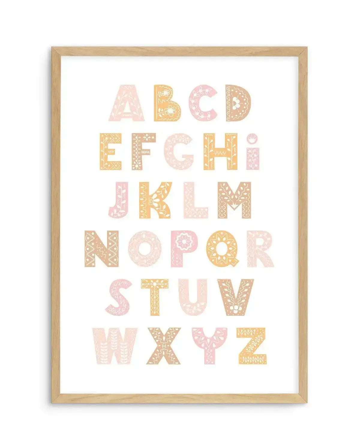 Fleur Alphabet | Blush Art Print-PRINT-Olive et Oriel-Olive et Oriel-A5 | 5.8" x 8.3" | 14.8 x 21cm-Oak-With White Border-Buy-Australian-Art-Prints-Online-with-Olive-et-Oriel-Your-Artwork-Specialists-Austrailia-Decorate-With-Coastal-Photo-Wall-Art-Prints-From-Our-Beach-House-Artwork-Collection-Fine-Poster-and-Framed-Artwork