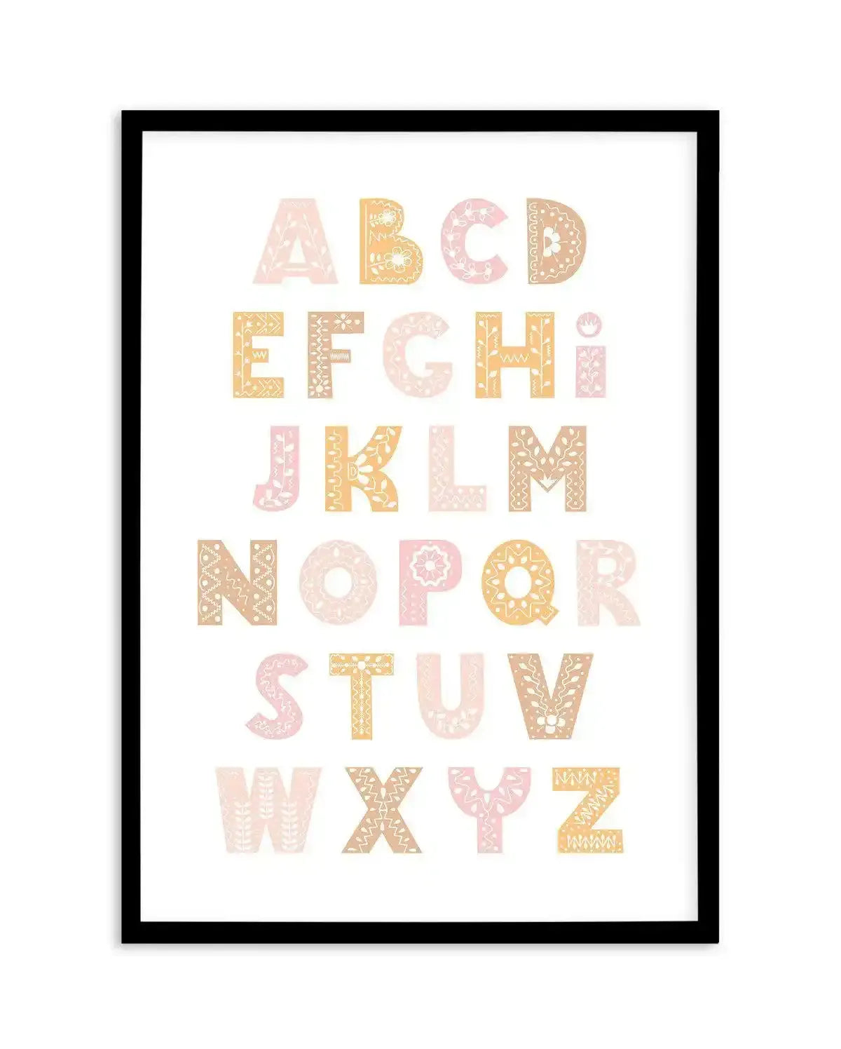 Fleur Alphabet | Blush Art Print-PRINT-Olive et Oriel-Olive et Oriel-A5 | 5.8" x 8.3" | 14.8 x 21cm-Black-With White Border-Buy-Australian-Art-Prints-Online-with-Olive-et-Oriel-Your-Artwork-Specialists-Austrailia-Decorate-With-Coastal-Photo-Wall-Art-Prints-From-Our-Beach-House-Artwork-Collection-Fine-Poster-and-Framed-Artwork