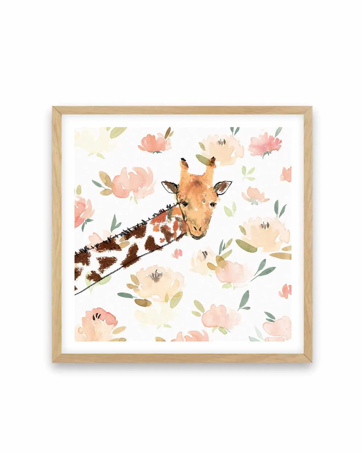 Floral Giraffe Art Print from Olive et Oriel where you can shop wallpaper and artworks online