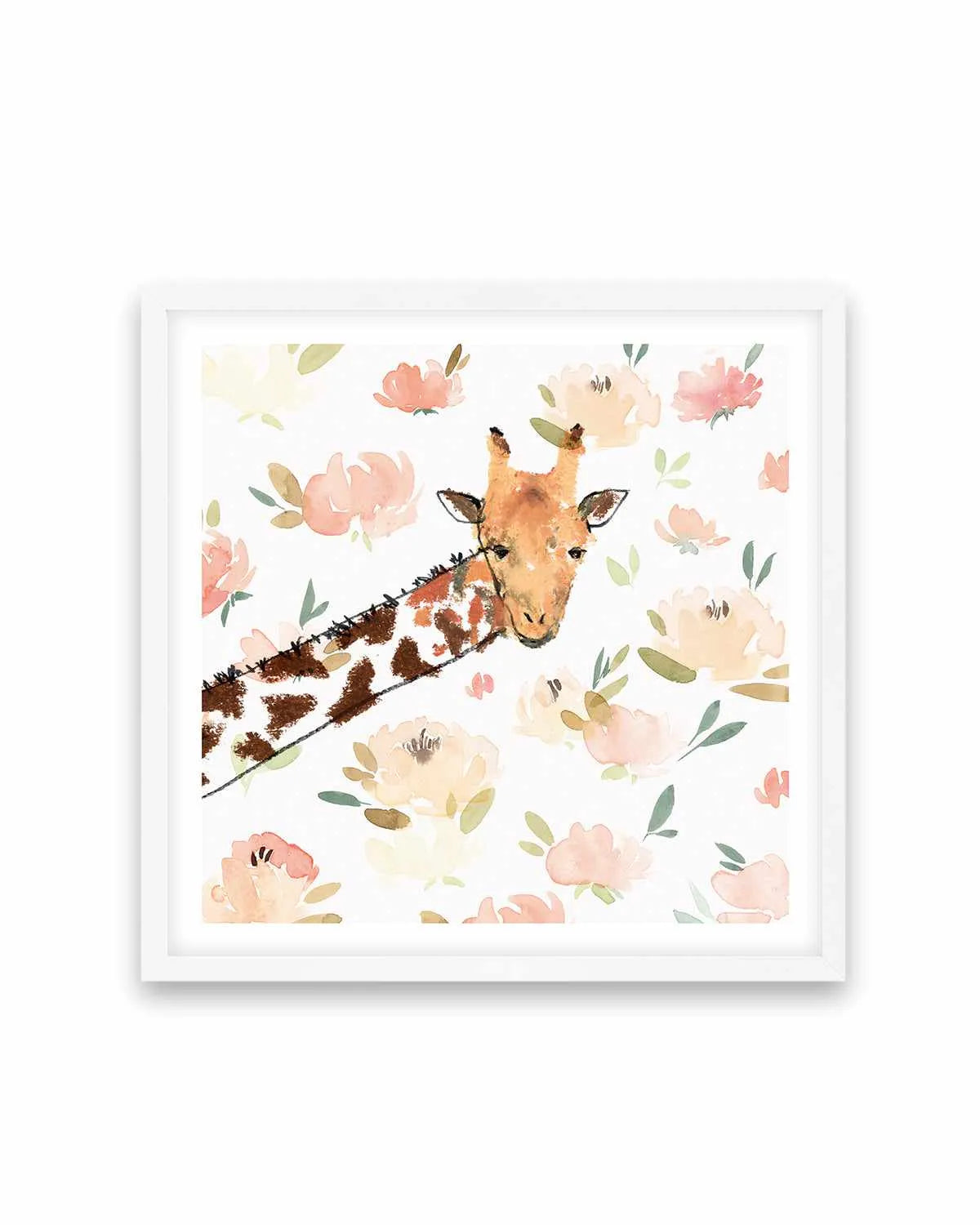 Floral Giraffe Art Print from Olive et Oriel where you can shop wallpaper and artworks online