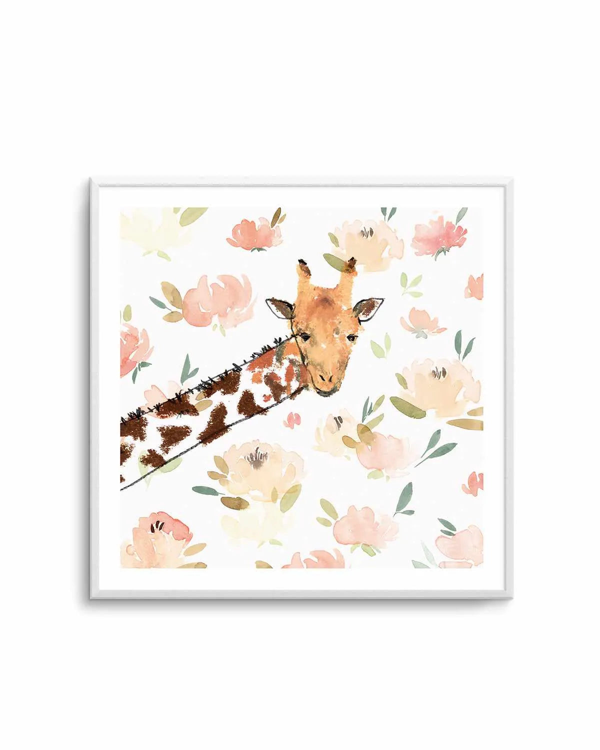 Floral Giraffe Art Print from Olive et Oriel where you can shop wallpaper and artworks online
