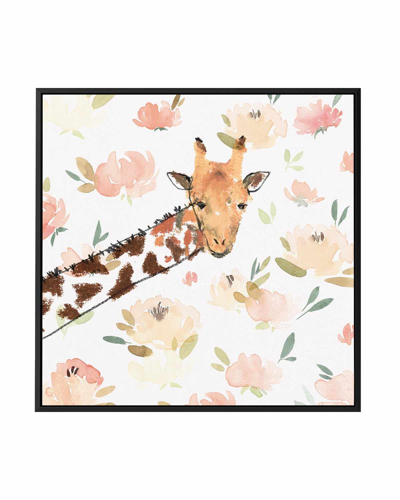 Floral Giraffe | Framed Canvas Art Print