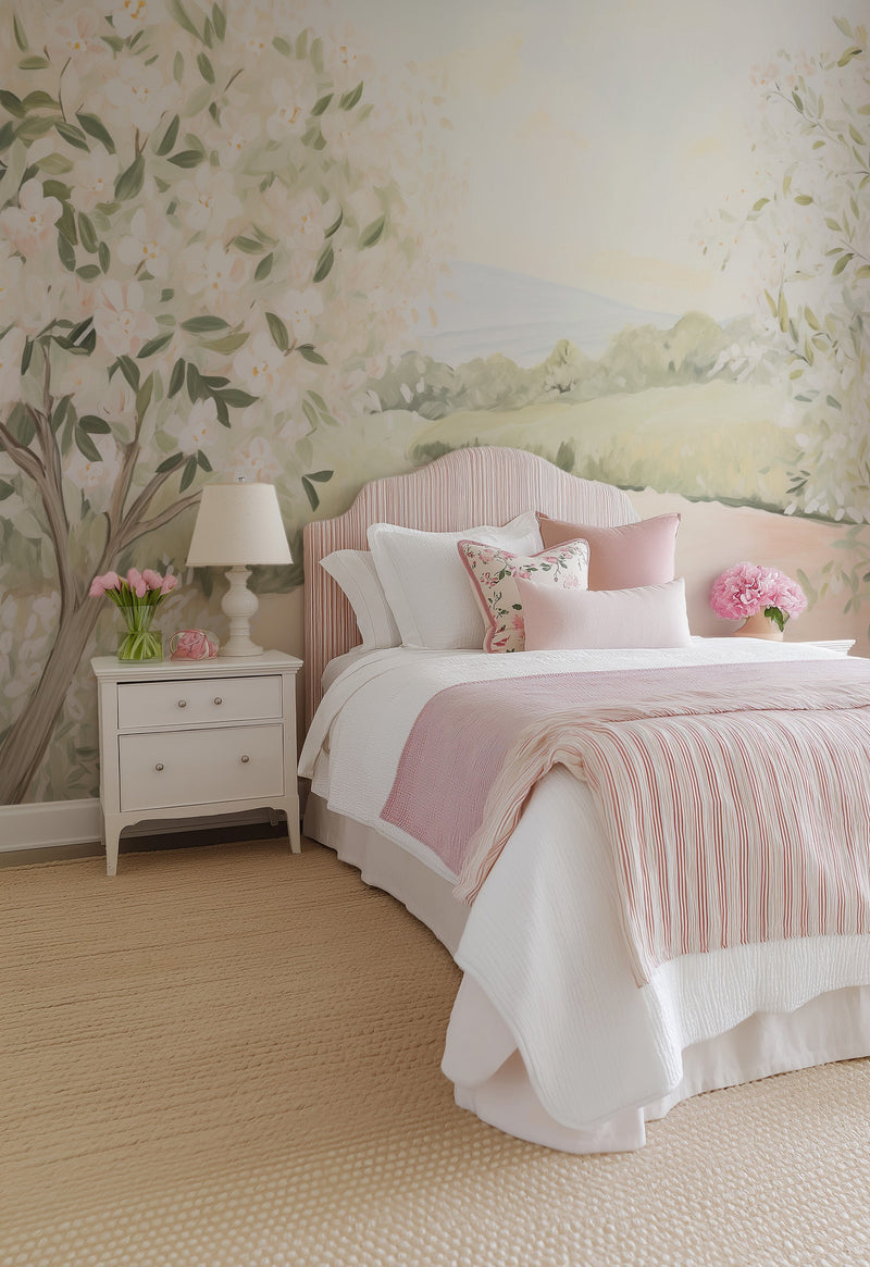 Florals Trees in Bloom Wallpaper Mural from Olive et Oriel where you can shop wallpaper and artworks online