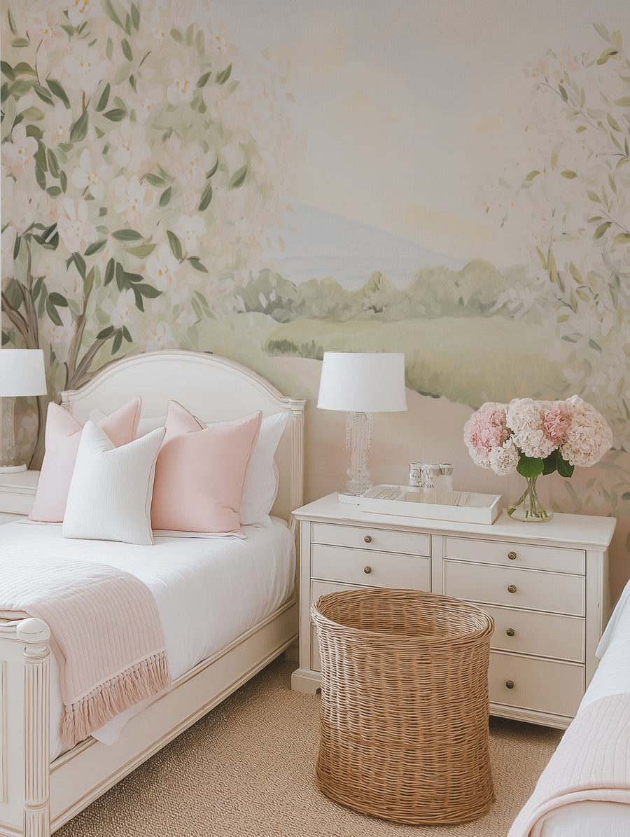 Florals Trees in Bloom Wallpaper Mural from Olive et Oriel where you can shop wallpaper and artworks online