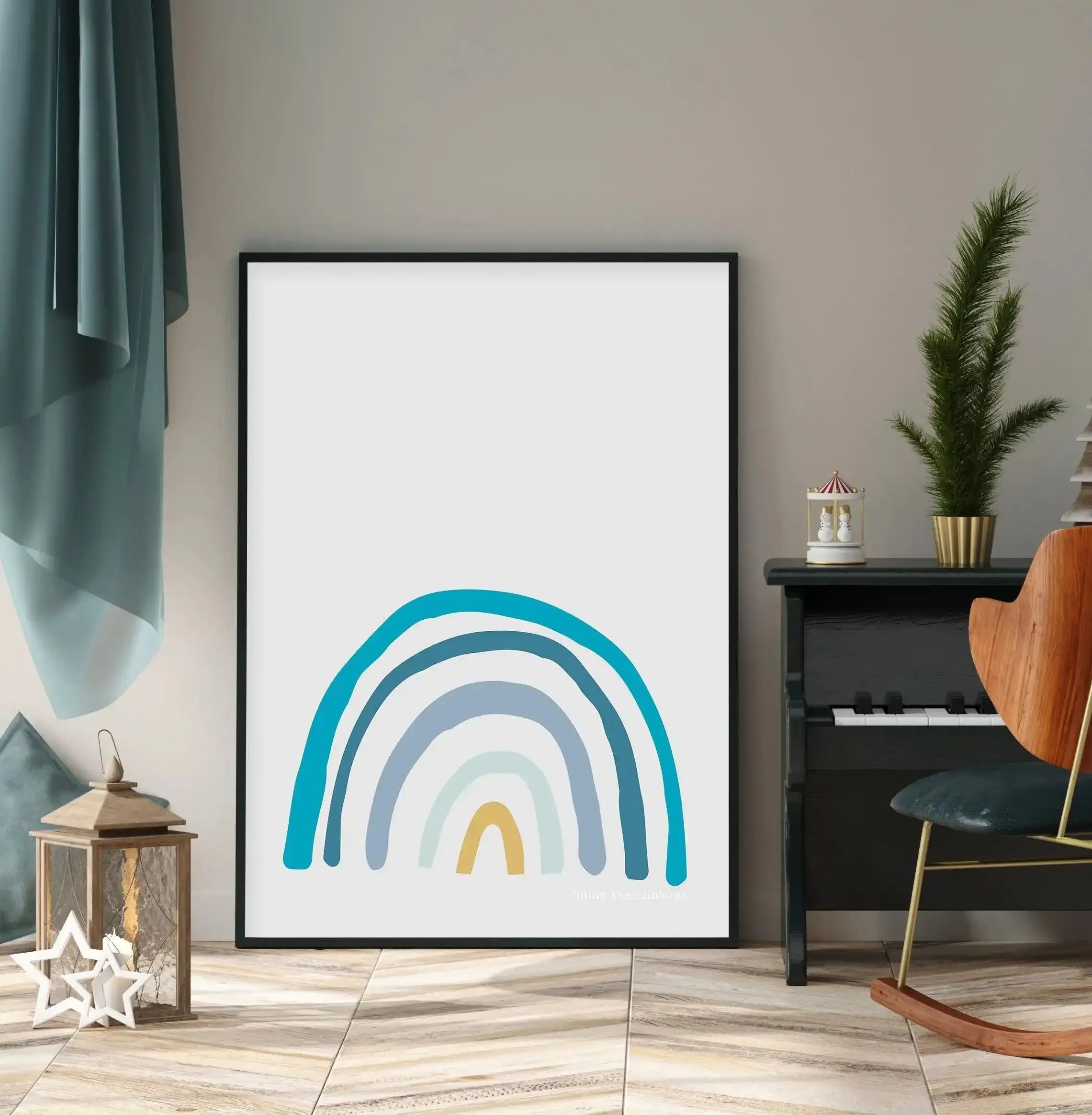 Follow The Rainbows | Blue Art Print-PRINT-Olive et Oriel-Olive et Oriel-Buy-Australian-Art-Prints-Online-with-Olive-et-Oriel-Your-Artwork-Specialists-Austrailia-Decorate-With-Coastal-Photo-Wall-Art-Prints-From-Our-Beach-House-Artwork-Collection-Fine-Poster-and-Framed-Artwork