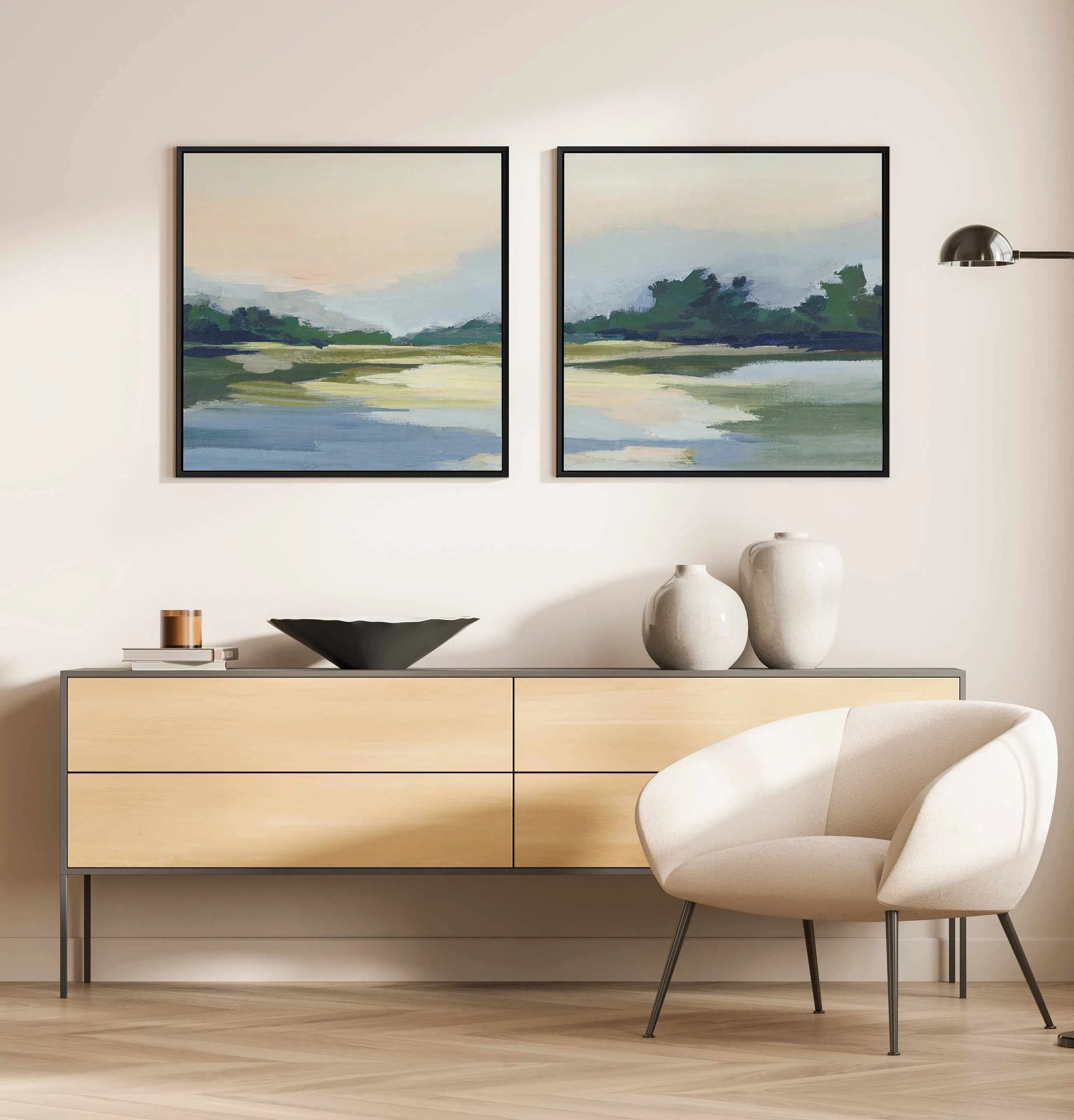Forest Sunset View I | Framed Canvas Art Print from Olive et Oriel where you can shop wallpaper and artworks online