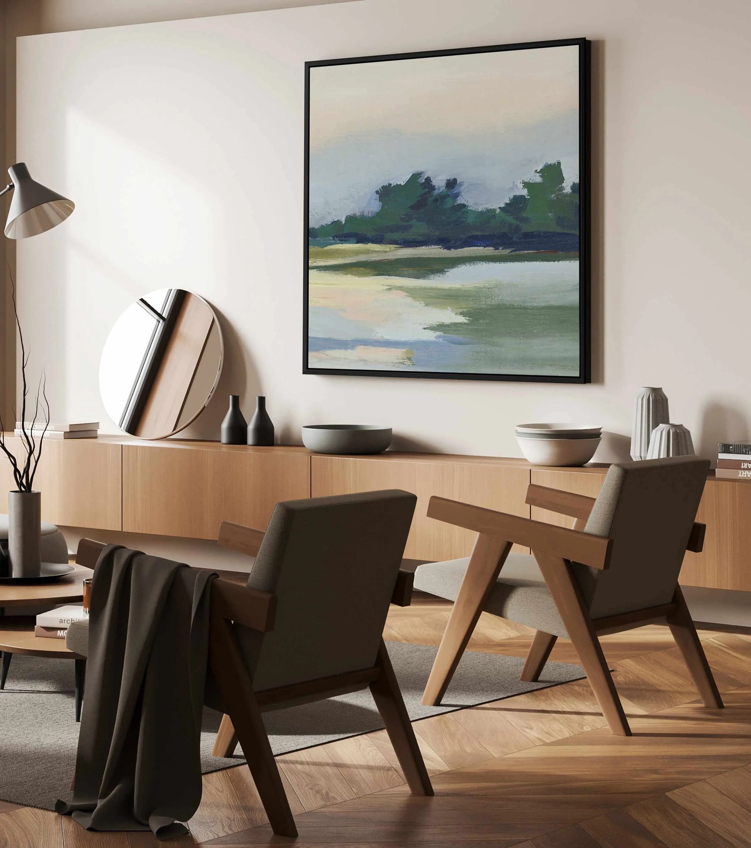 Forest Sunset View II | Framed Canvas Art Print from Olive et Oriel where you can shop wallpaper and artworks online