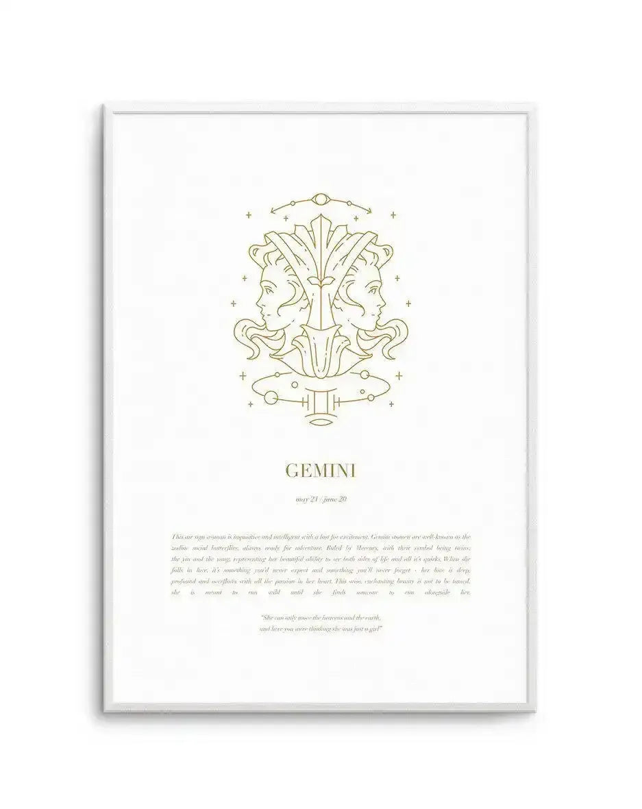 Gemini | Celestial Zodiac Art Print-PRINT-Olive et Oriel-Olive et Oriel-A4 | 8.3" x 11.7" | 21 x 29.7cm-Unframed Art Print-With White Border-Buy-Australian-Art-Prints-Online-with-Olive-et-Oriel-Your-Artwork-Specialists-Austrailia-Decorate-With-Coastal-Photo-Wall-Art-Prints-From-Our-Beach-House-Artwork-Collection-Fine-Poster-and-Framed-Artwork