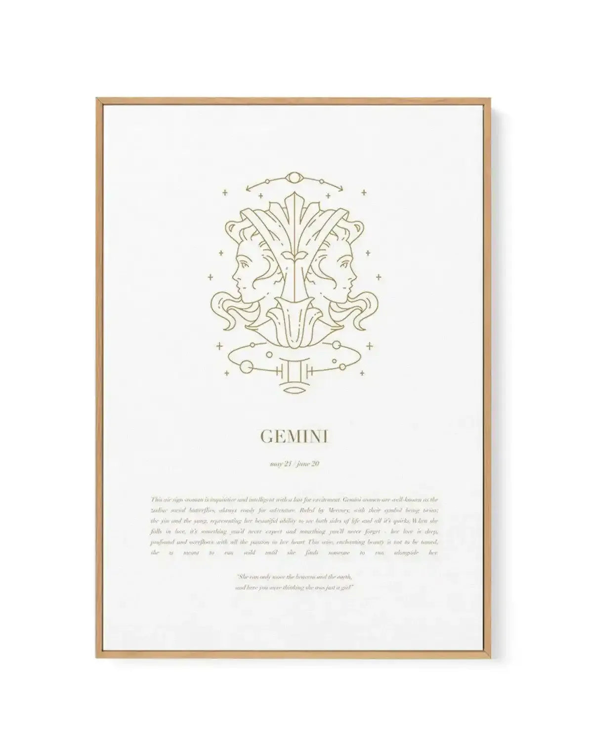 Gemini | Celestial Zodiac | Framed Canvas-CANVAS-You can shop wall art online with Olive et Oriel for everything from abstract art to fun kids wall art. Our beautiful modern art prints and canvas art are available from large canvas prints to wall art paintings and our proudly Australian artwork collection offers only the highest quality framed large wall art and canvas art Australia - You can buy fashion photography prints or Hampton print posters and paintings on canvas from Olive et Oriel and 
