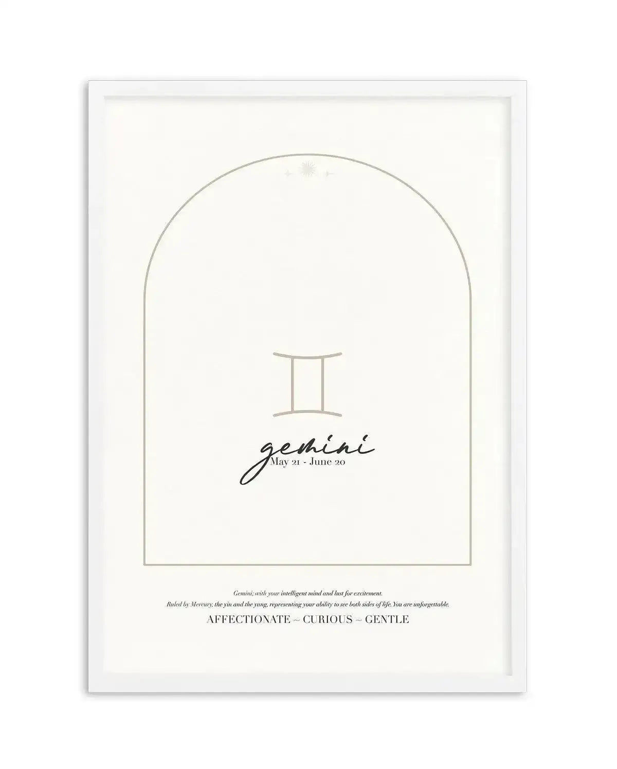Gemini Star Sign Art Print-PRINT-Olive et Oriel-Olive et Oriel-A4 | 8.3" x 11.7" | 21 x 29.7cm-White-With White Border-Buy-Australian-Art-Prints-Online-with-Olive-et-Oriel-Your-Artwork-Specialists-Austrailia-Decorate-With-Coastal-Photo-Wall-Art-Prints-From-Our-Beach-House-Artwork-Collection-Fine-Poster-and-Framed-Artwork
