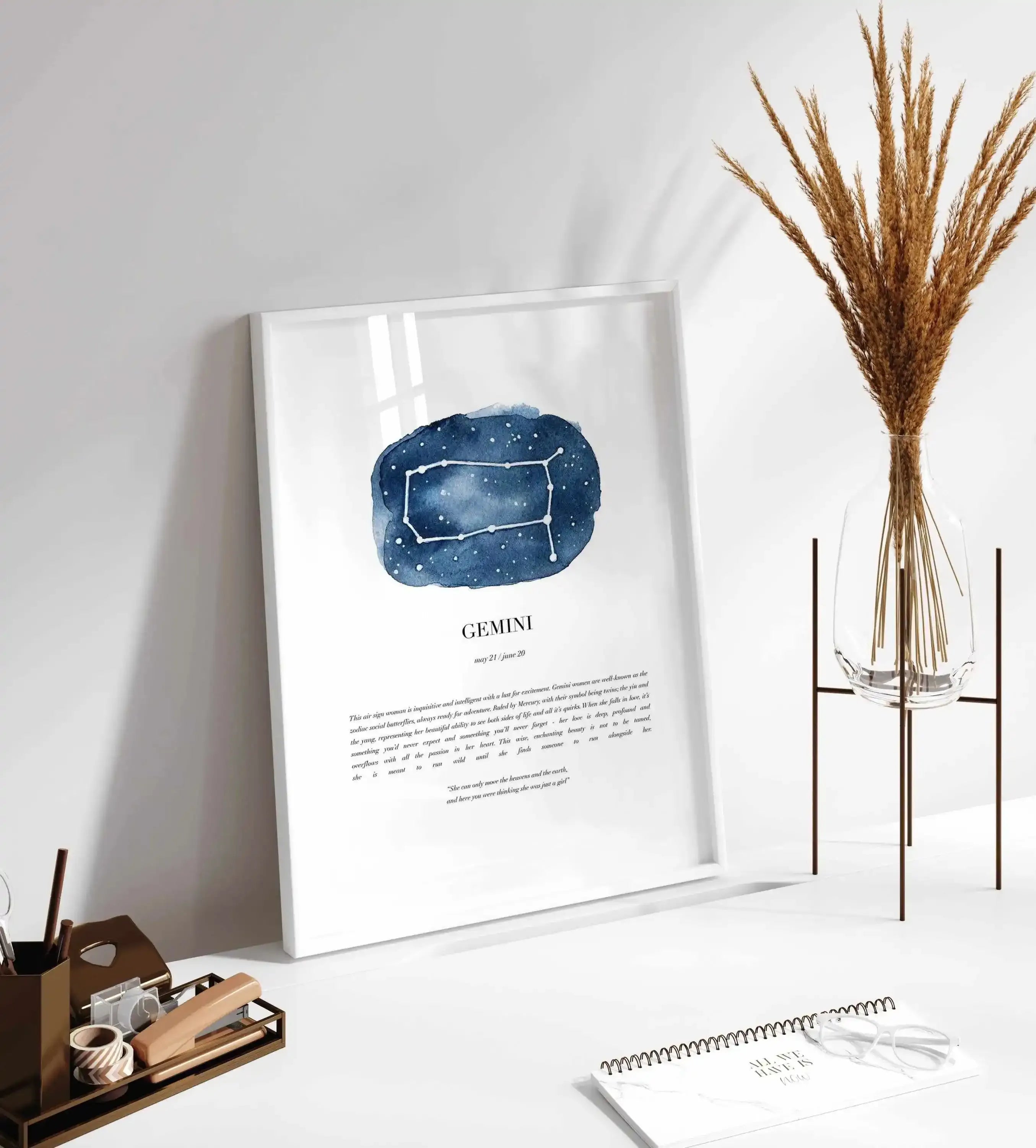 Gemini | Watercolour Zodiac Art Print-PRINT-Olive et Oriel-Olive et Oriel-Buy-Australian-Art-Prints-Online-with-Olive-et-Oriel-Your-Artwork-Specialists-Austrailia-Decorate-With-Coastal-Photo-Wall-Art-Prints-From-Our-Beach-House-Artwork-Collection-Fine-Poster-and-Framed-Artwork