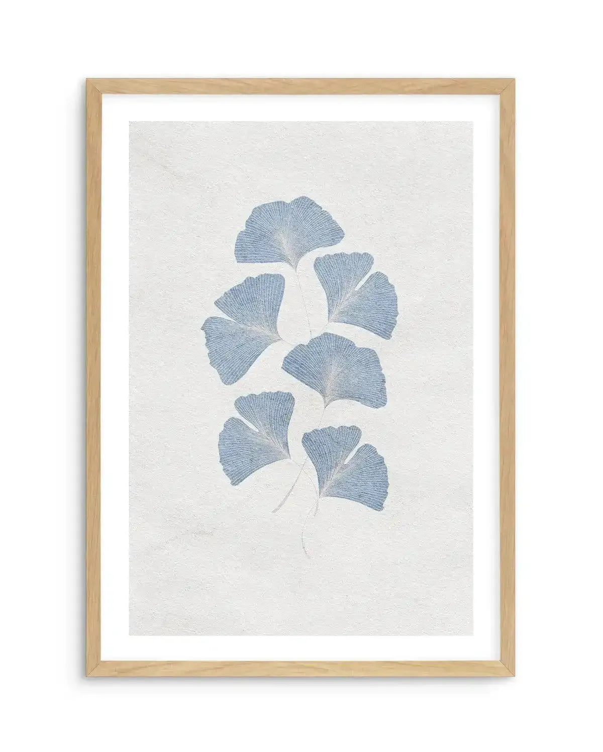 Ginkgo in Blue Art Print-PRINT-Olive et Oriel-Olive et Oriel-A5 | 5.8" x 8.3" | 14.8 x 21cm-Oak-With White Border-Buy-Australian-Art-Prints-Online-with-Olive-et-Oriel-Your-Artwork-Specialists-Austrailia-Decorate-With-Coastal-Photo-Wall-Art-Prints-From-Our-Beach-House-Artwork-Collection-Fine-Poster-and-Framed-Artwork
