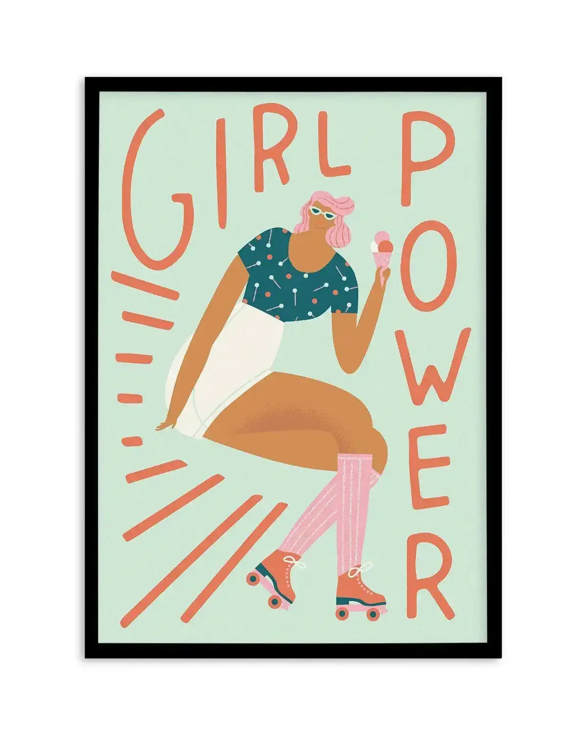 Girl Power Art Print-PRINT-Olive et Oriel-Olive et Oriel-A5 | 5.8" x 8.3" | 14.8 x 21cm-Black-With White Border-Buy-Australian-Art-Prints-Online-with-Olive-et-Oriel-Your-Artwork-Specialists-Austrailia-Decorate-With-Coastal-Photo-Wall-Art-Prints-From-Our-Beach-House-Artwork-Collection-Fine-Poster-and-Framed-Artwork