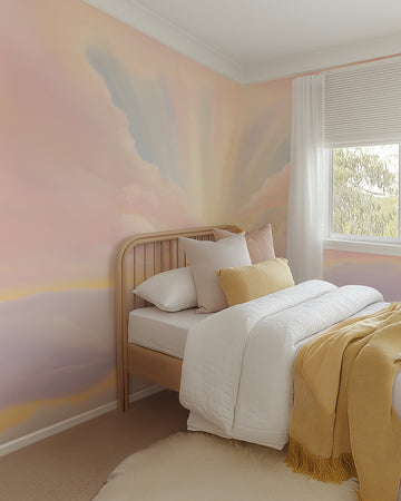 Rainbow Skies Wallpaper Mural from Olive et Oriel where you can shop wallpaper and artworks online