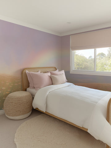 Rainbow Fields Wallpaper Mural from Olive et Oriel where you can shop wallpaper and artworks online