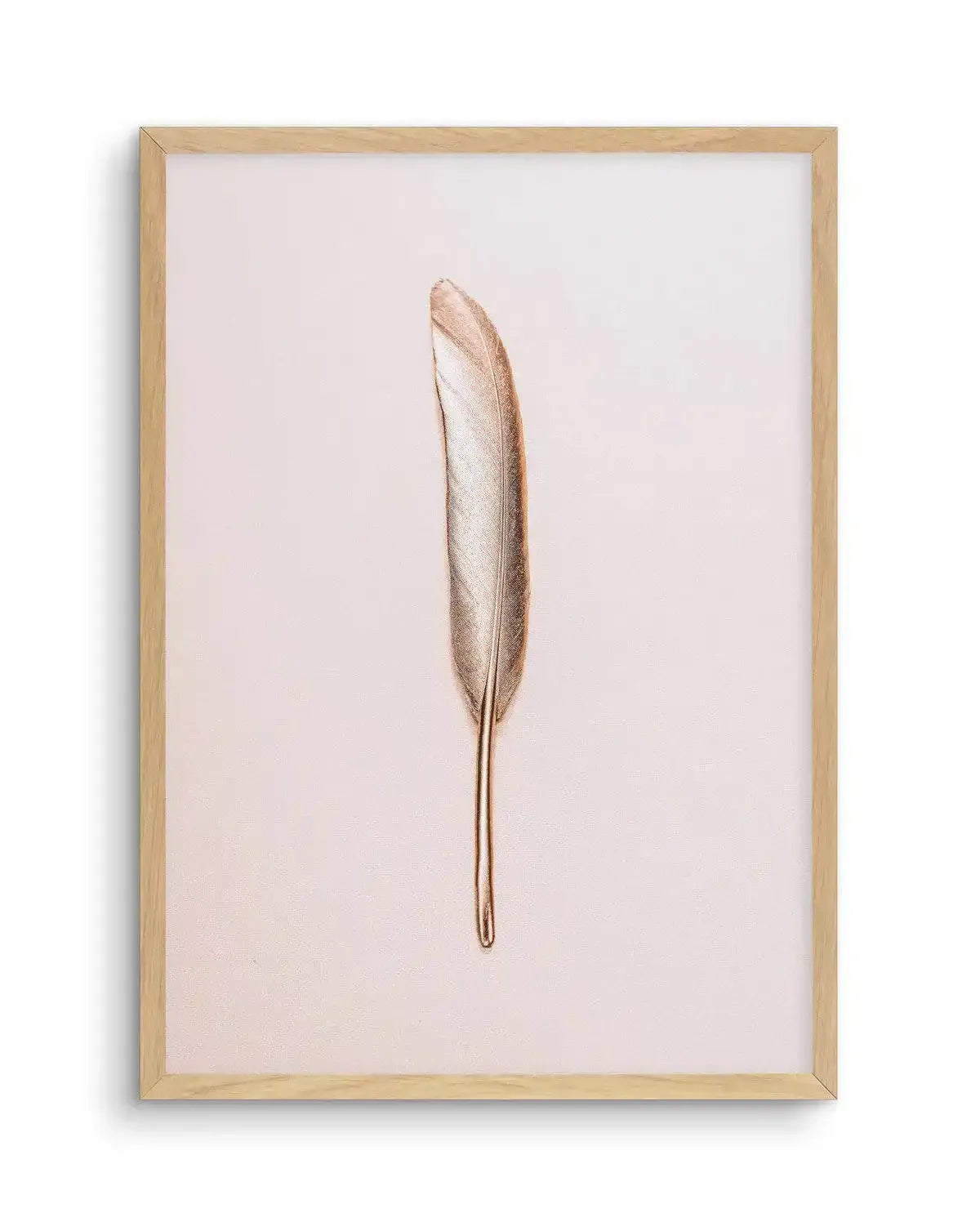 Golden Feather Art Print-PRINT-Olive et Oriel-Olive et Oriel-A5 | 5.8" x 8.3" | 14.8 x 21cm-Oak-With White Border-Buy-Australian-Art-Prints-Online-with-Olive-et-Oriel-Your-Artwork-Specialists-Austrailia-Decorate-With-Coastal-Photo-Wall-Art-Prints-From-Our-Beach-House-Artwork-Collection-Fine-Poster-and-Framed-Artwork