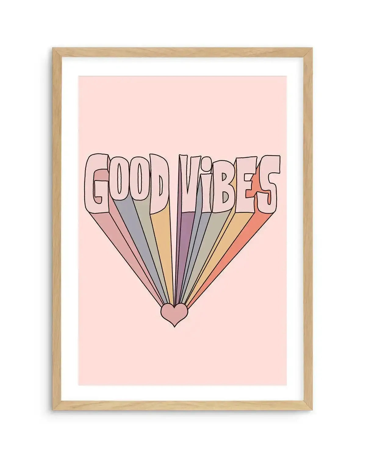 Good Vibes Retro Art Print-PRINT-Olive et Oriel-Olive et Oriel-A5 | 5.8" x 8.3" | 14.8 x 21cm-Oak-With White Border-Buy-Australian-Art-Prints-Online-with-Olive-et-Oriel-Your-Artwork-Specialists-Austrailia-Decorate-With-Coastal-Photo-Wall-Art-Prints-From-Our-Beach-House-Artwork-Collection-Fine-Poster-and-Framed-Artwork