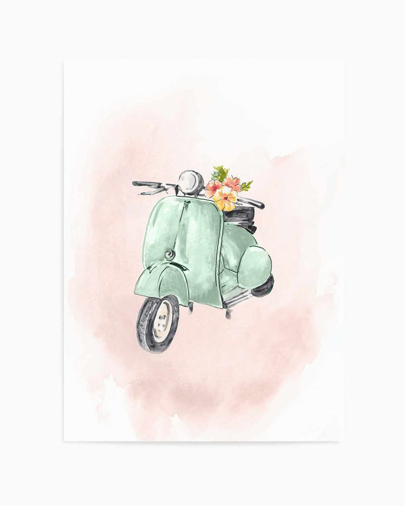 Green Bike Art Print